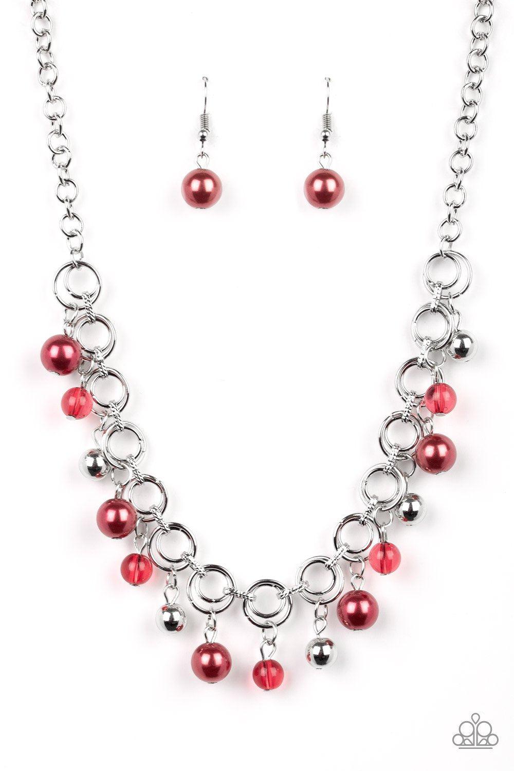 Fiercely Fancy Red and Silver Necklace - Paparazzi Accessories - lightbox -CarasShop.com - $5 Jewelry by Cara Jewels