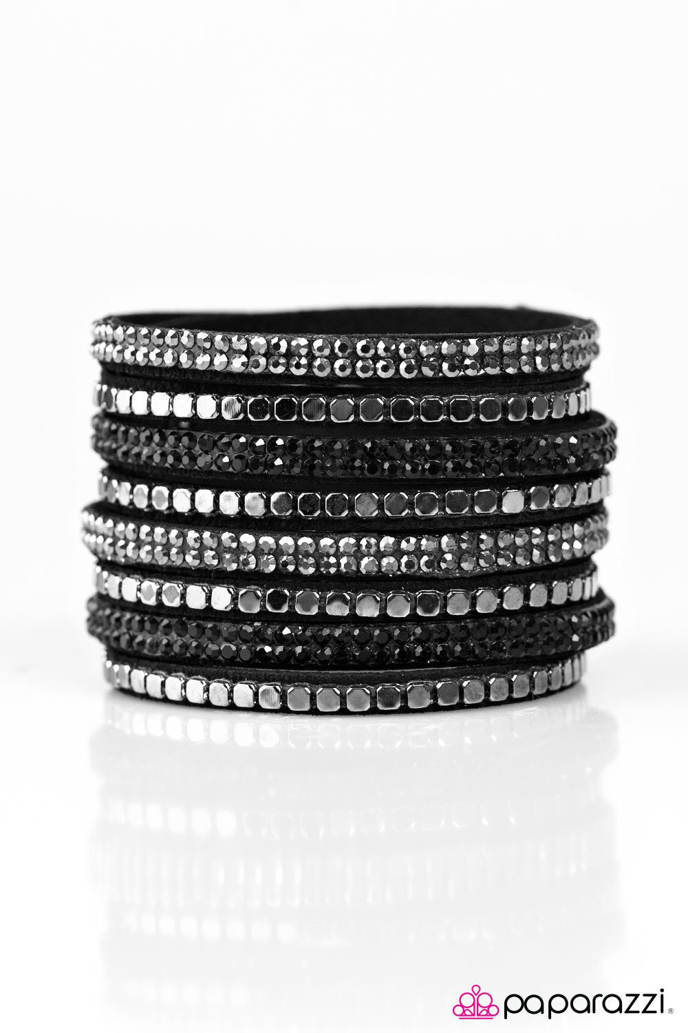 Fight Night Black Urban Wrap Snap Bracelet - Paparazzi Accessories-CarasShop.com - $5 Jewelry by Cara Jewels