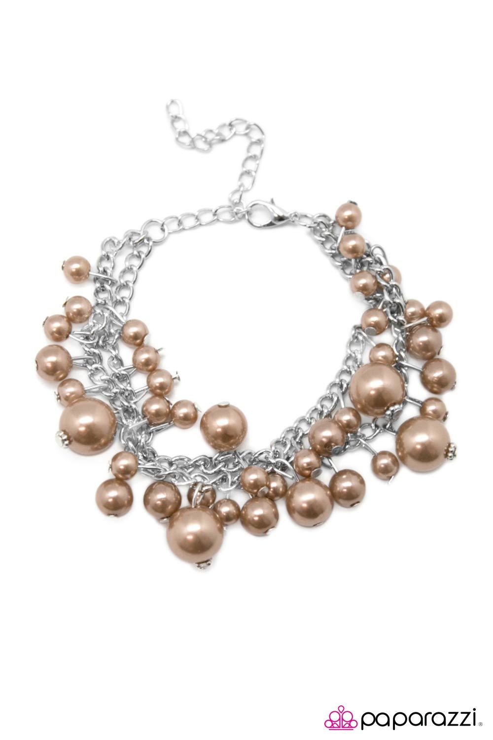 Fine Dining Brown Pearl Bracelet - Paparazzi Accessories-CarasShop.com - $5 Jewelry by Cara Jewels