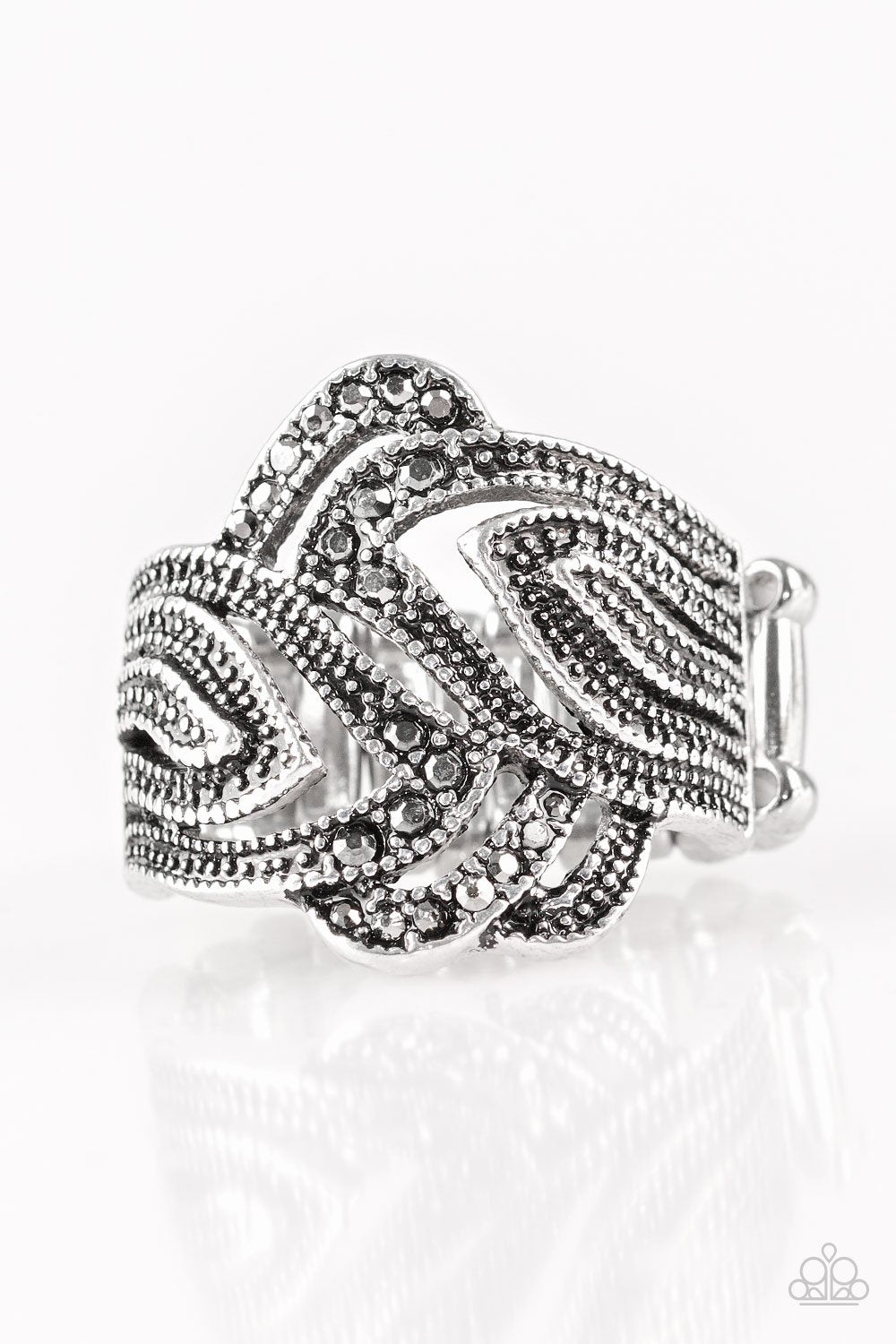Fire and Ice Silver Rhinestone Ring - Paparazzi Accessories - lightbox -CarasShop.com - $5 Jewelry by Cara Jewels