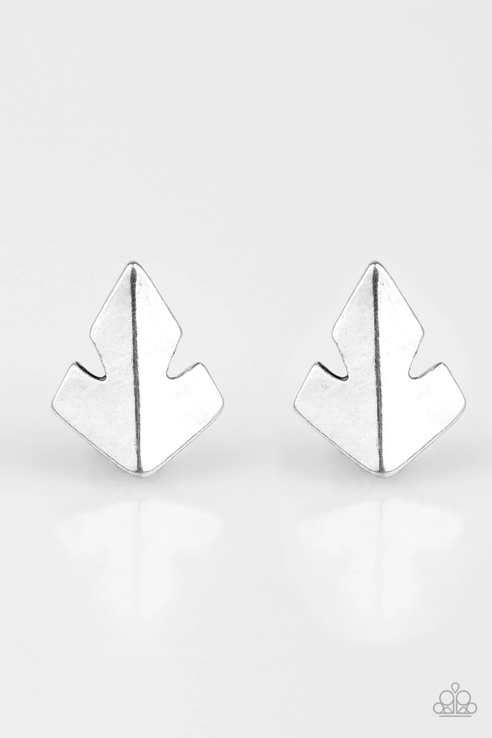 Fire Drill Silver Post Earrings - Paparazzi Accessories- lightbox - CarasShop.com - $5 Jewelry by Cara Jewels