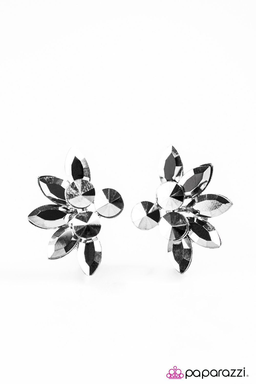 Firework Fanatic Silver Hematite Earrings - Paparazzi Accessories-CarasShop.com - $5 Jewelry by Cara Jewels