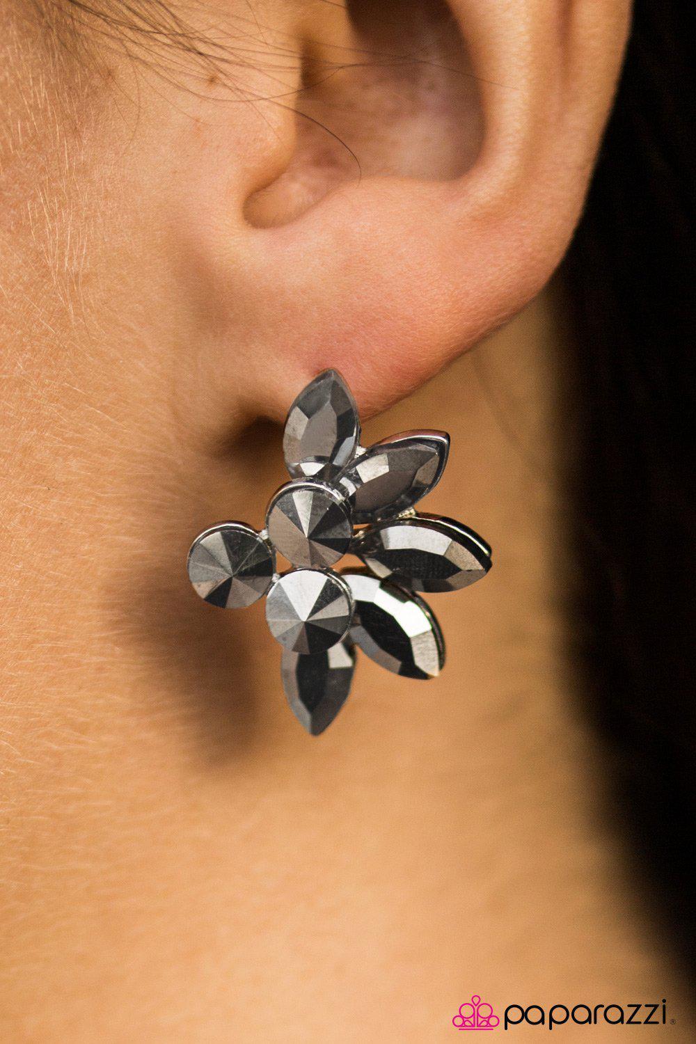 Firework Fanatic Silver Hematite Earrings - Paparazzi Accessories-CarasShop.com - $5 Jewelry by Cara Jewels