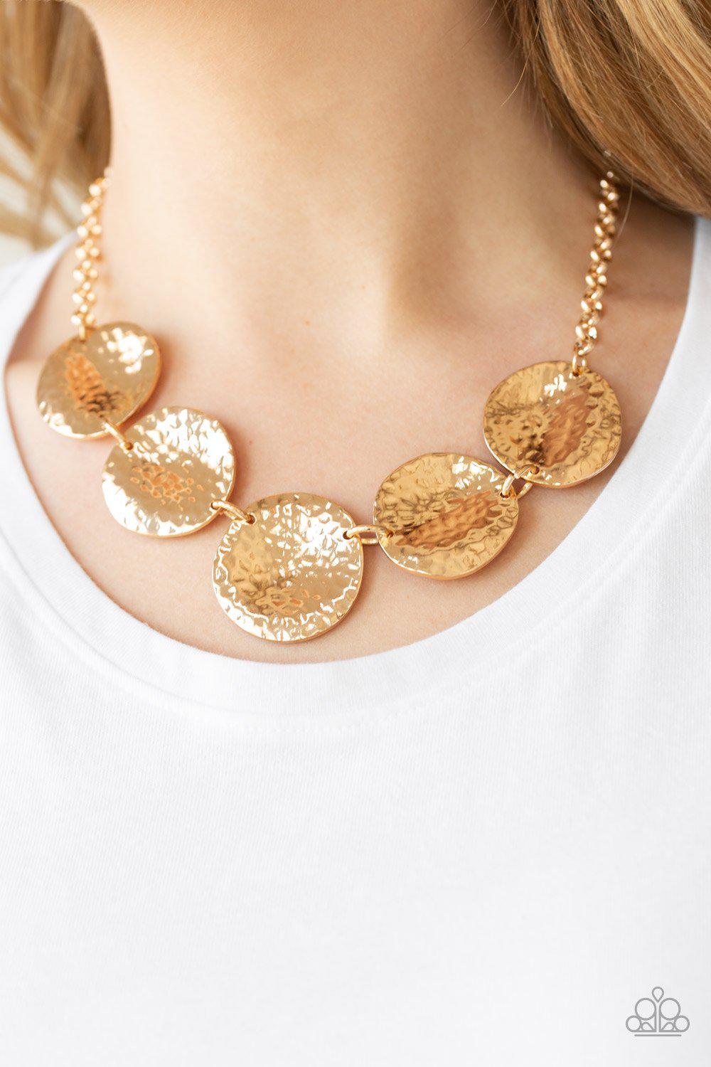 First Impressions Gold Necklace - Paparazzi Accessories-CarasShop.com - $5 Jewelry by Cara Jewels