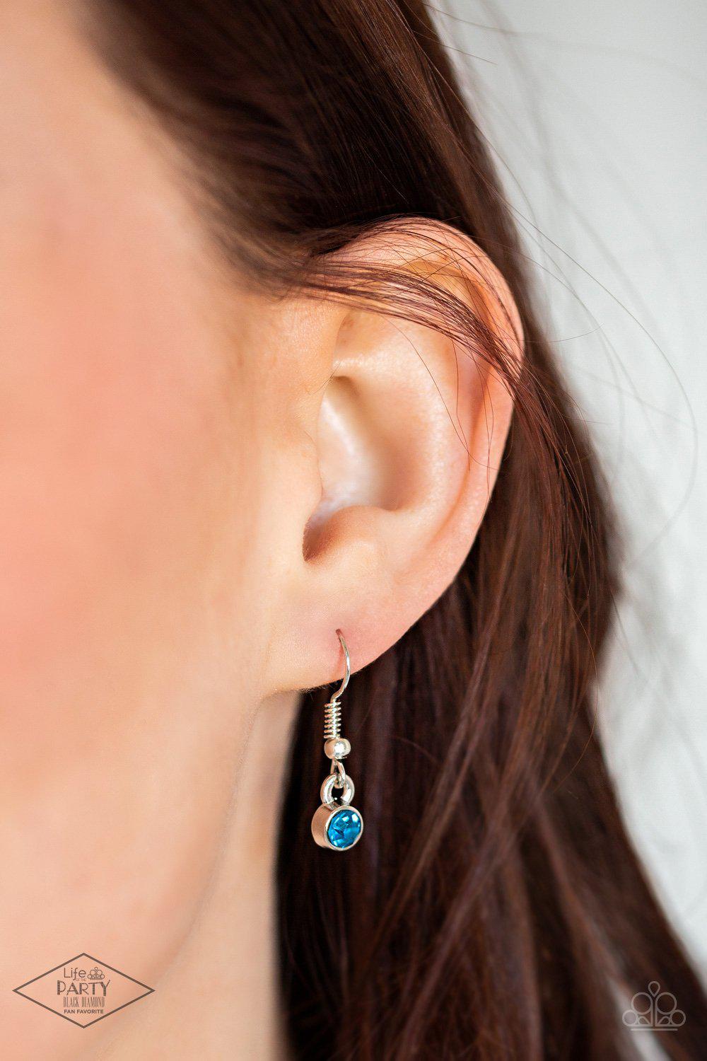 Flirtatiously Flashy Blue Rhinestone Heart Necklace - Paparazzi Accessories - free matching earrings - CarasShop.com - $5 Jewelry by Cara Jewels