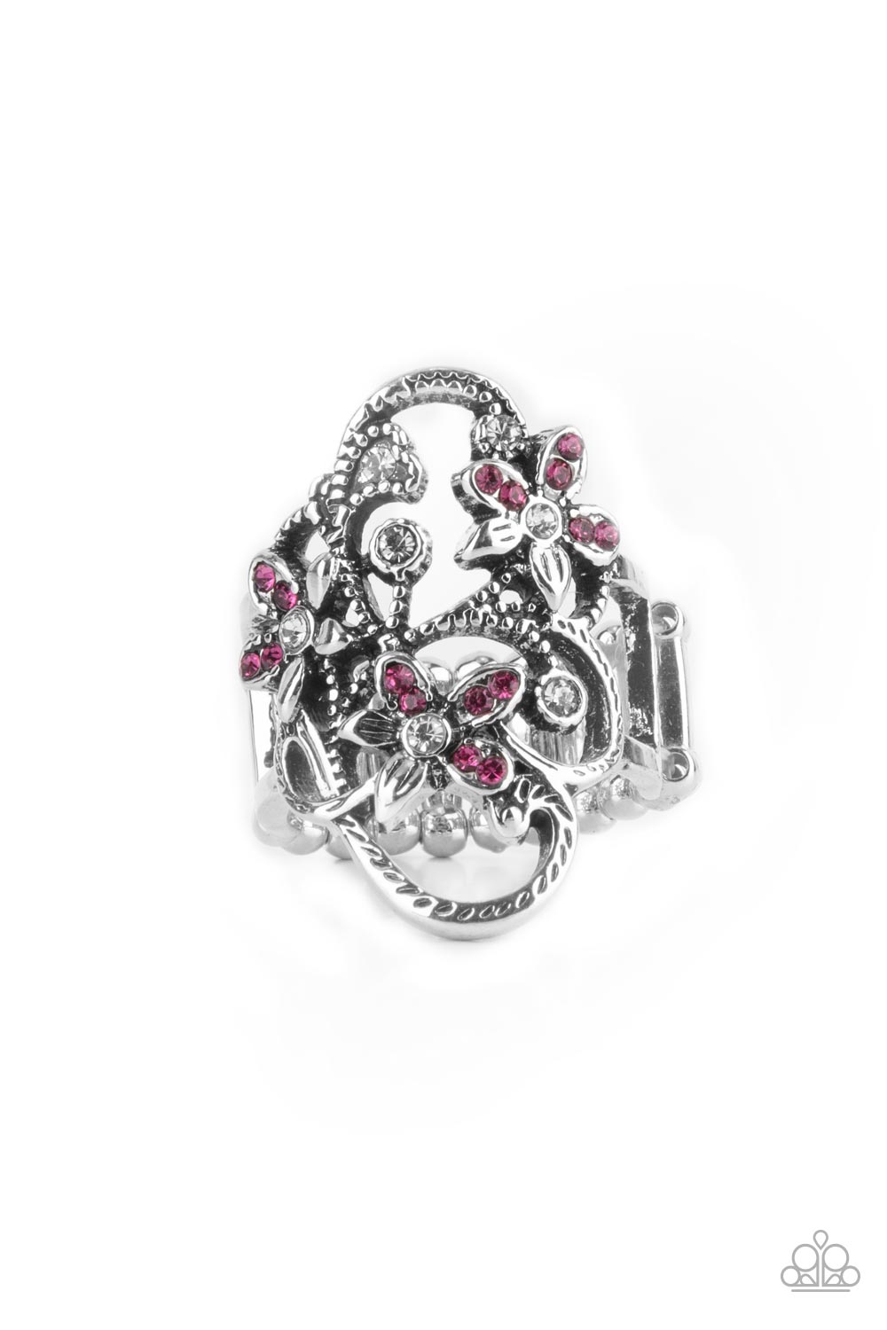 Flirtatiously Flowering Pink Ring - Paparazzi Accessories- lightbox - CarasShop.com - $5 Jewelry by Cara Jewels
