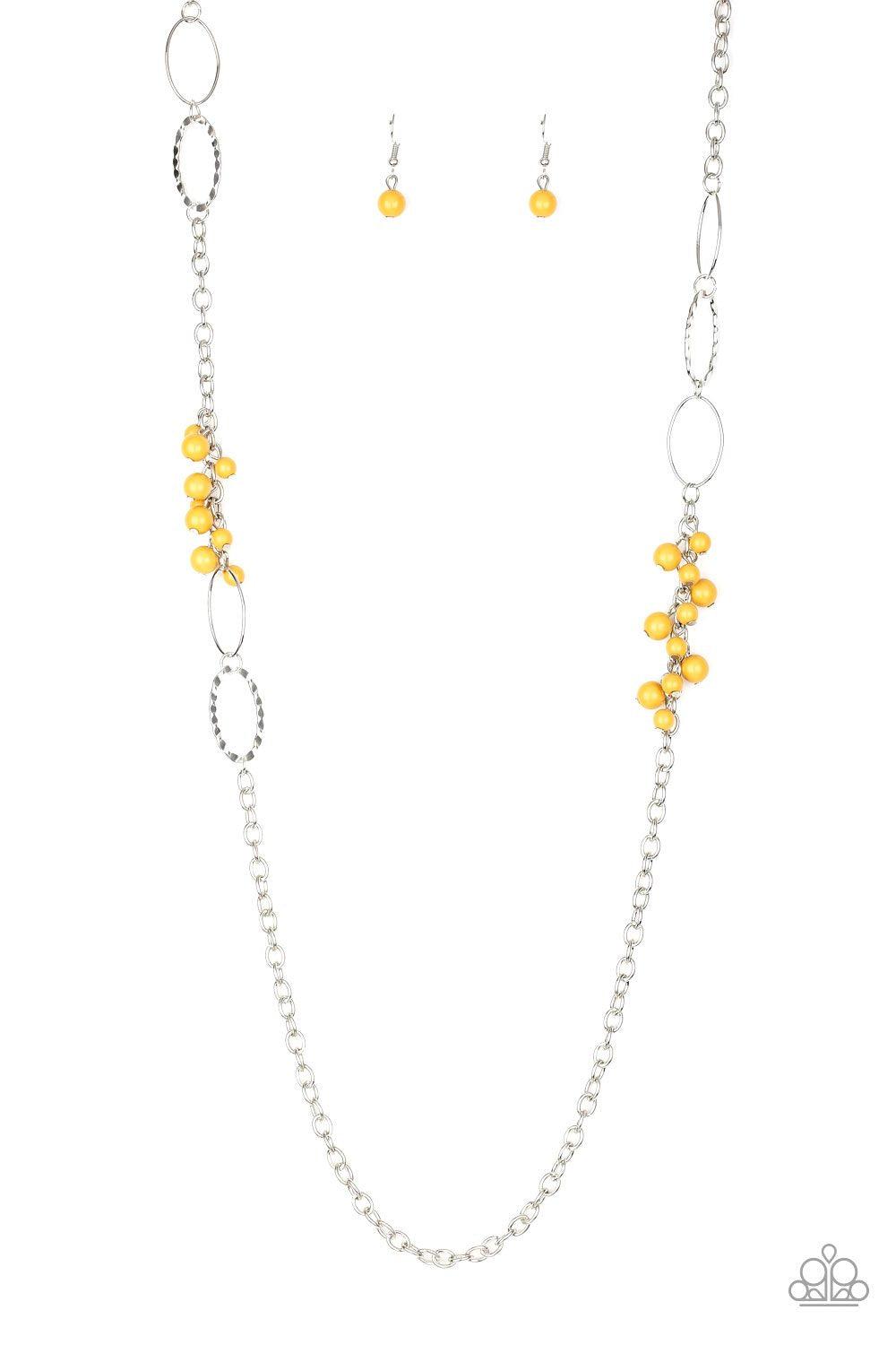 Flirty Foxtrot Yellow and Silver Necklace - Paparazzi Accessories - lightbox -CarasShop.com - $5 Jewelry by Cara Jewels