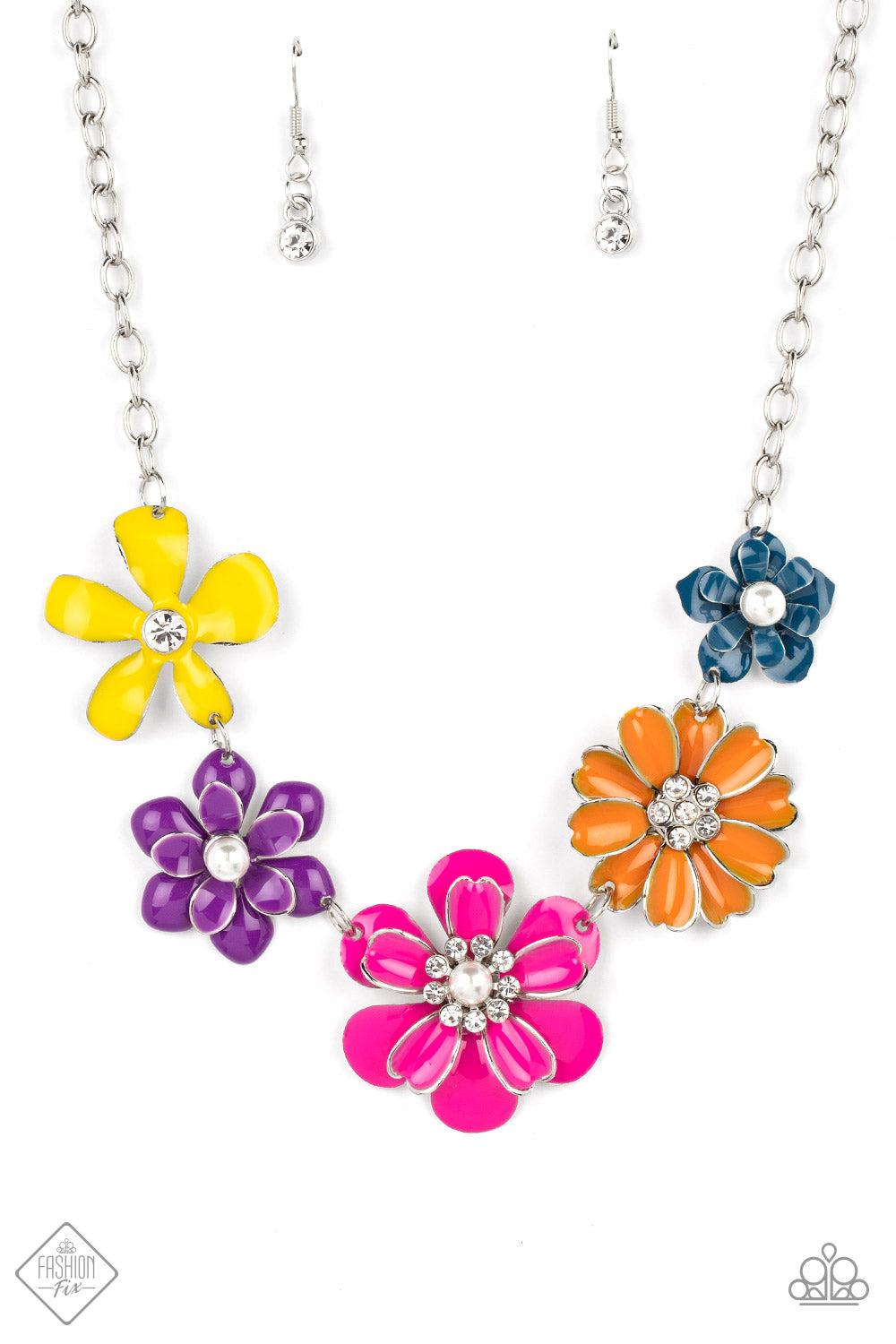 Floral Reverie Multi Flower Necklace - Paparazzi Accessories- lightbox - CarasShop.com - $5 Jewelry by Cara Jewels