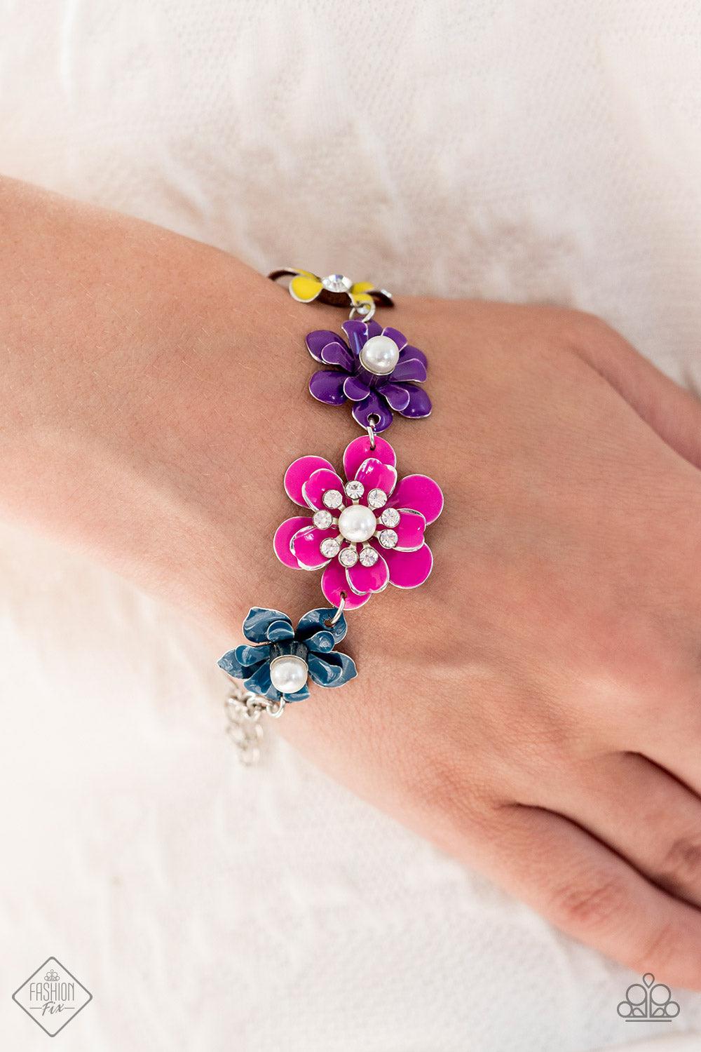 Flower Patch Fantasy Multi Bracelet - Paparazzi Accessories-on model - CarasShop.com - $5 Jewelry by Cara Jewels