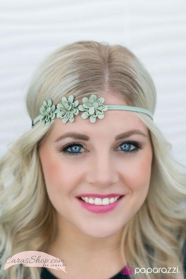 Flower Weaver Green Flower Hippie Headband - Paparazzi Accessories-CarasShop.com - $5 Jewelry by Cara Jewels
