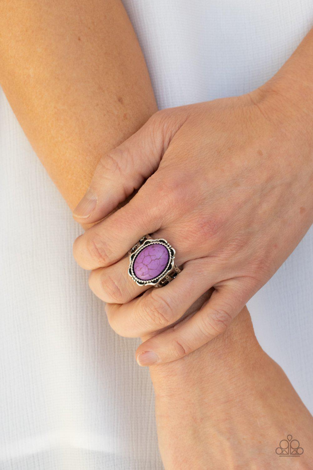 Flowering Dunes Purple Stone Ring - Paparazzi Accessories- model - CarasShop.com - $5 Jewelry by Cara Jewels