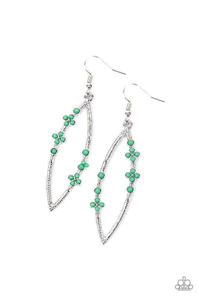 Flowery Finesse Green Earrings - Paparazzi Accessories- lightbox - CarasShop.com - $5 Jewelry by Cara Jewels