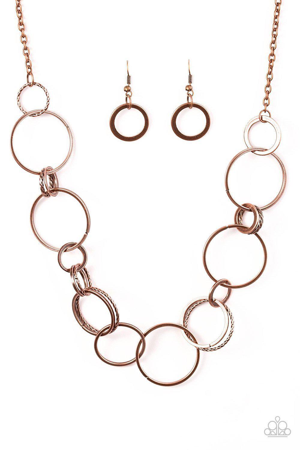 Follow the RINGLEADER Copper Necklace - Paparazzi Accessories-CarasShop.com - $5 Jewelry by Cara Jewels