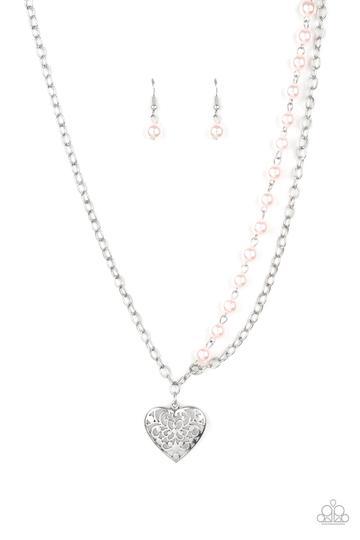Forever In My Heart Pink Pearl Necklace - Paparazzi Accessories - lightbox -CarasShop.com - $5 Jewelry by Cara Jewels