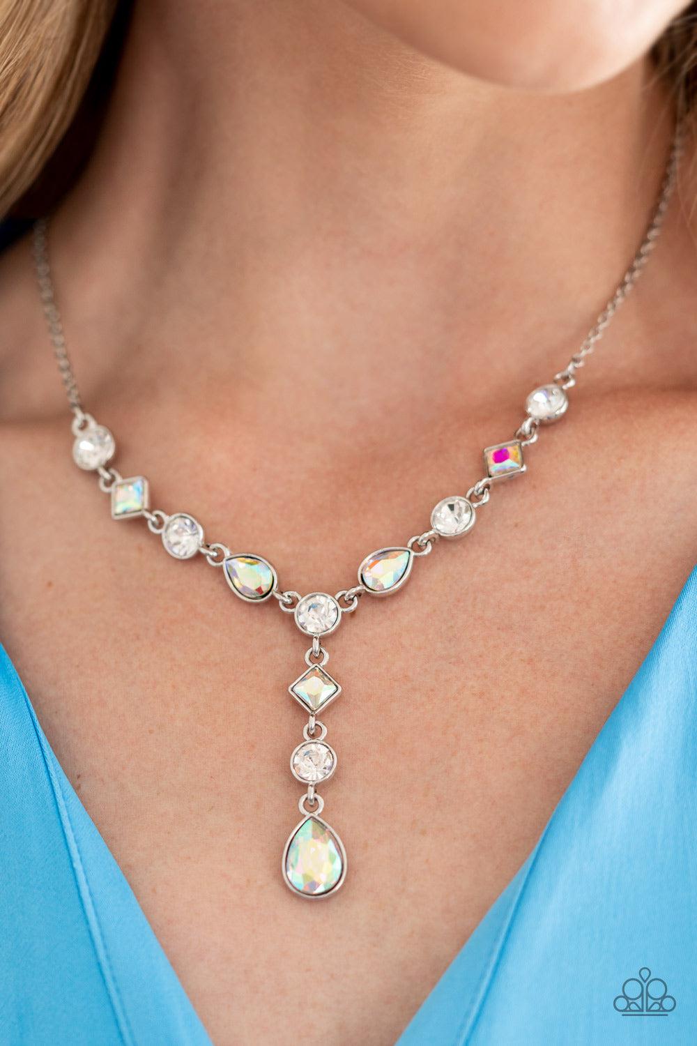 Forget the Crown Multi Iridescent Gem Necklace - Paparazzi Accessories-on model - CarasShop.com - $5 Jewelry by Cara Jewels