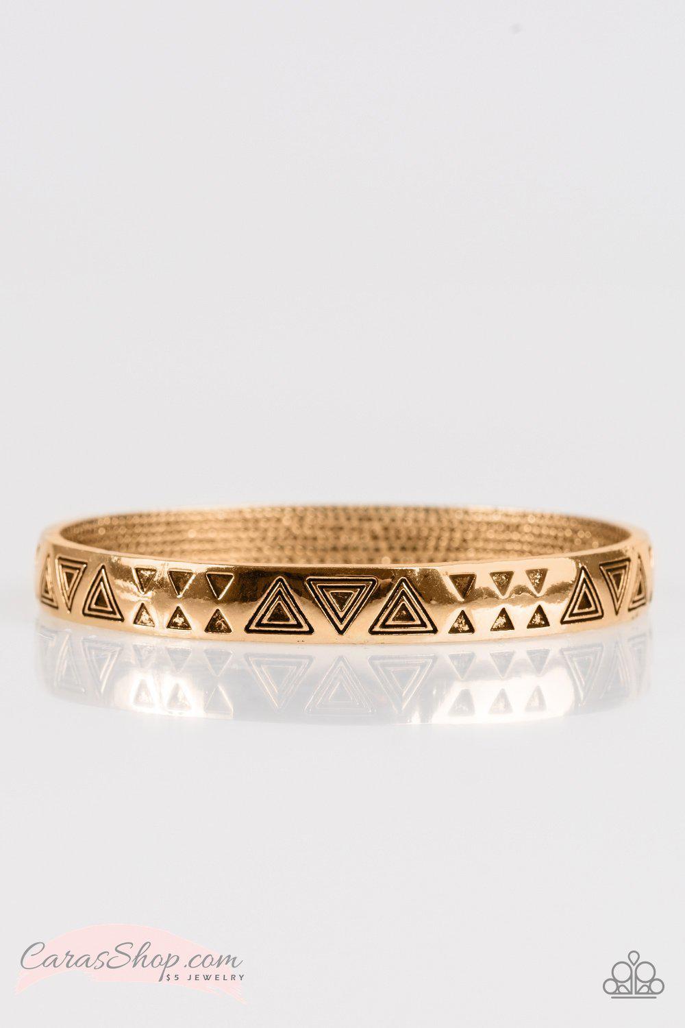 Fox In The Henhouse Gold Bangle Bracelet - Paparazzi Accessories-CarasShop.com - $5 Jewelry by Cara Jewels
