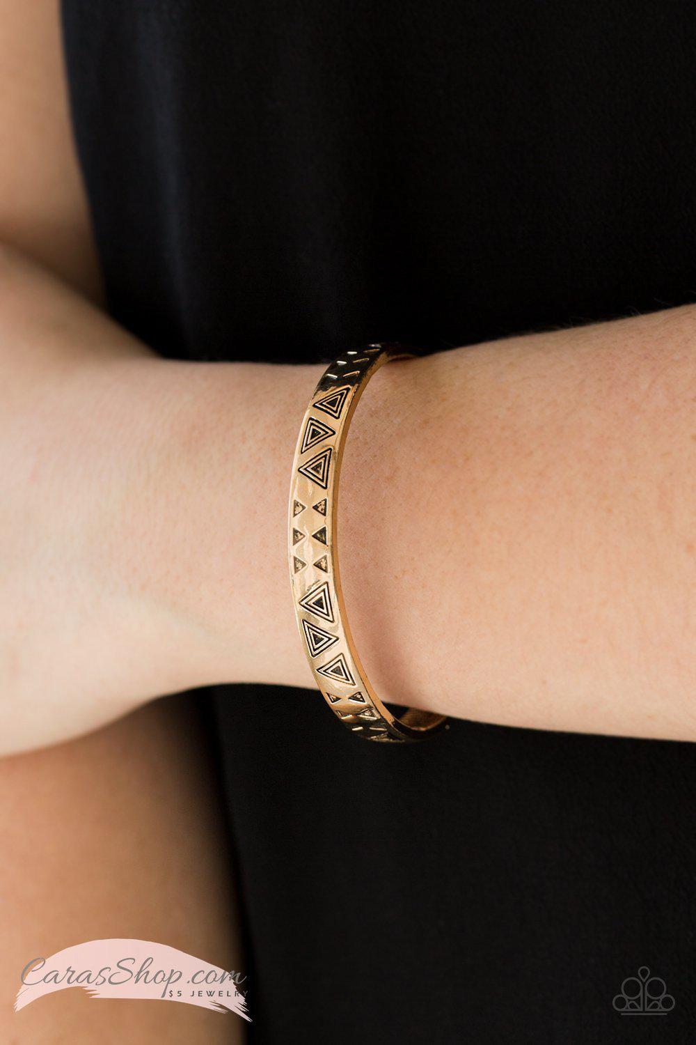 Fox In The Henhouse Gold Bangle Bracelet - Paparazzi Accessories-CarasShop.com - $5 Jewelry by Cara Jewels