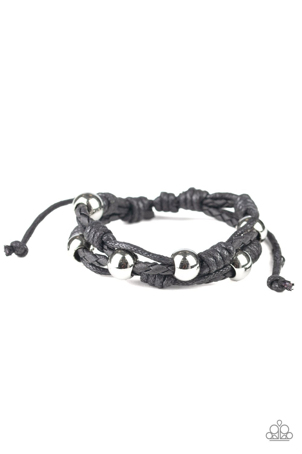 Free Climb Black and Silver Urban Knot Bracelet - Paparazzi Accessories-CarasShop.com - $5 Jewelry by Cara Jewels