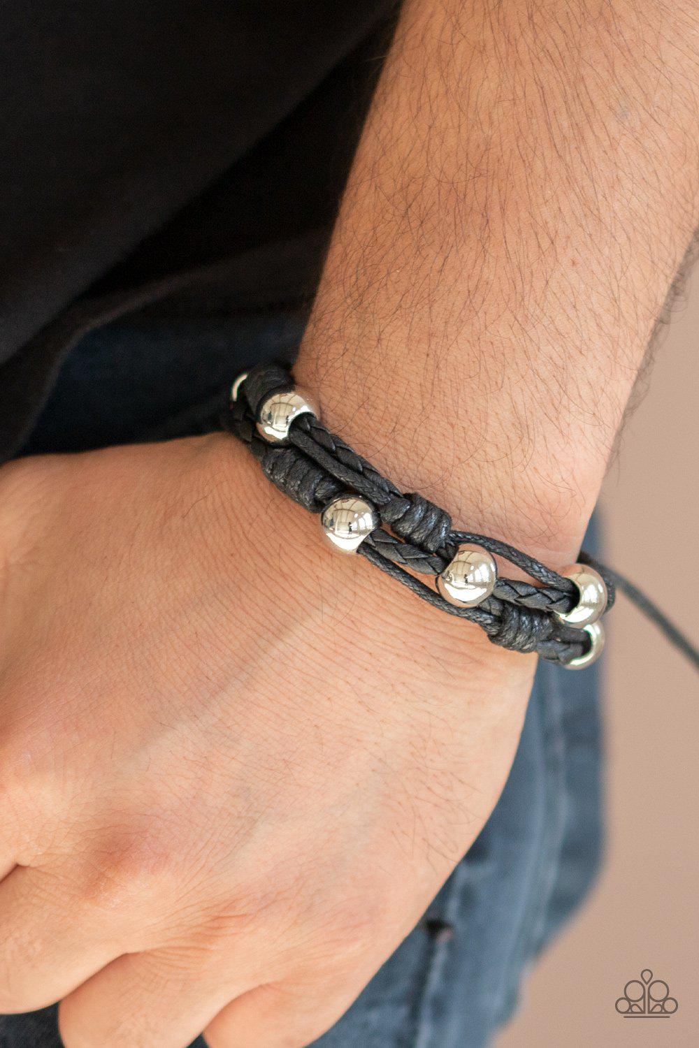 Free Climb Black and Silver Urban Knot Bracelet - Paparazzi Accessories-CarasShop.com - $5 Jewelry by Cara Jewels