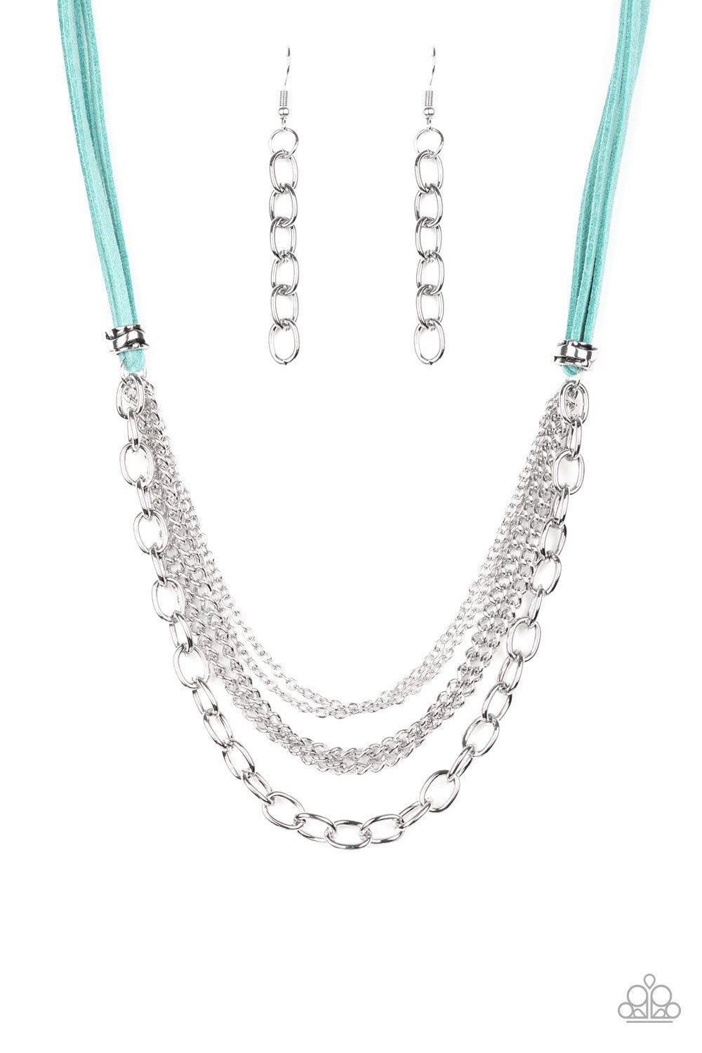 Free Roamer Blue Suede and Silver Necklace - Paparazzi Accessories-CarasShop.com - $5 Jewelry by Cara Jewels