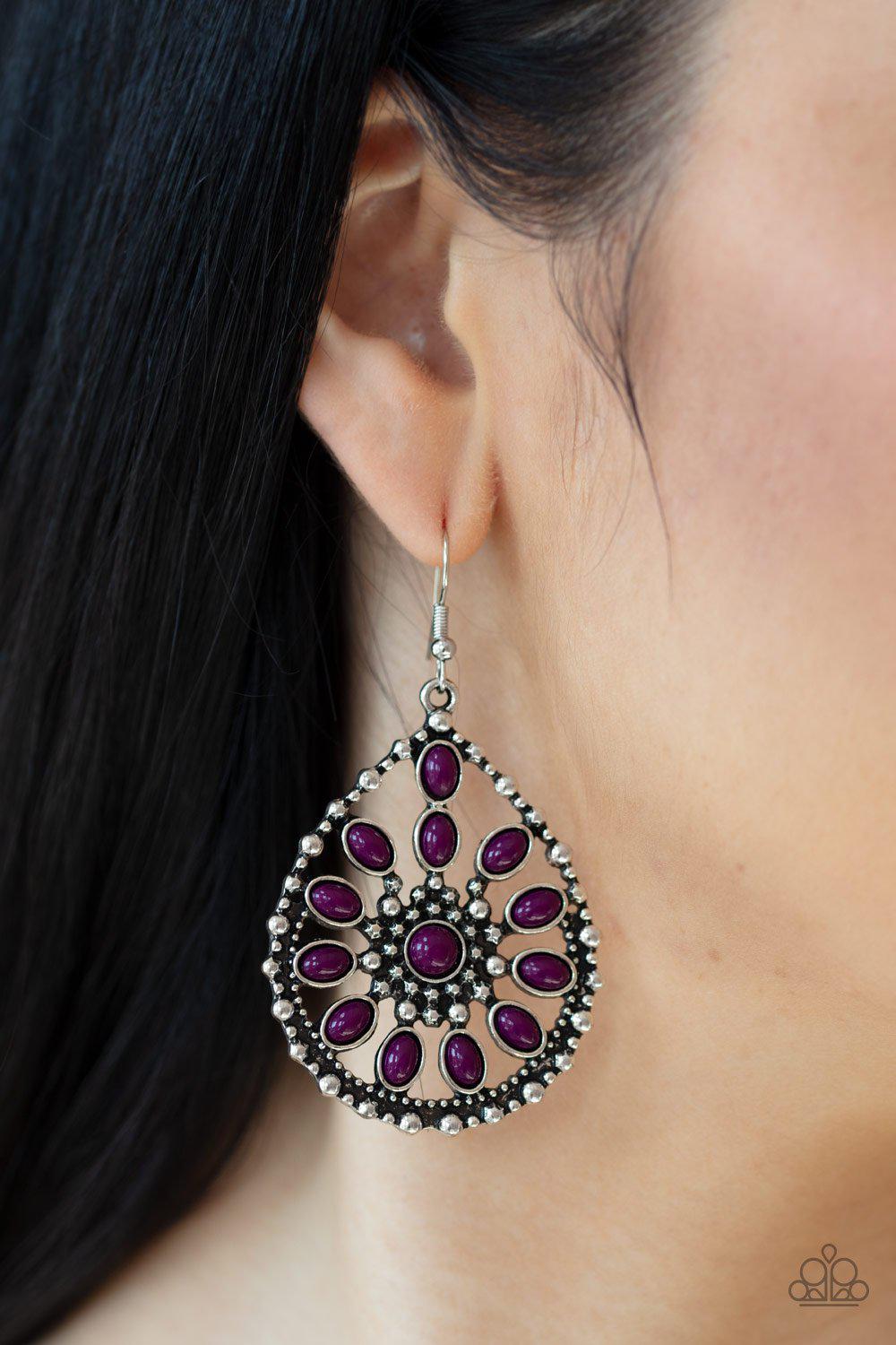 Free To Roam Purple Earrings - Paparazzi Accessories - lightbox -CarasShop.com - $5 Jewelry by Cara Jewels