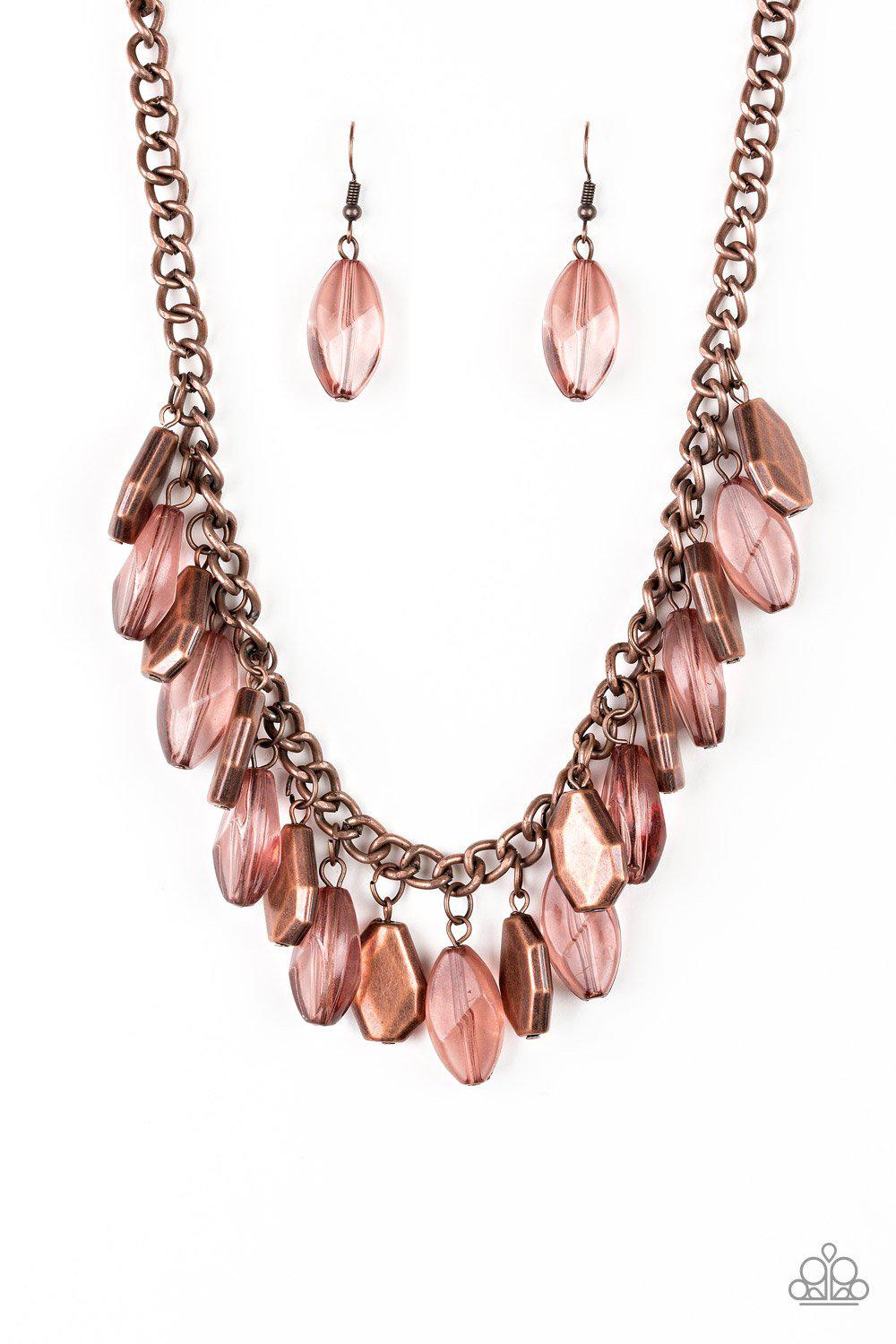 Fringe Fabulous Copper Bead Necklace - Paparazzi Accessories-CarasShop.com - $5 Jewelry by Cara Jewels