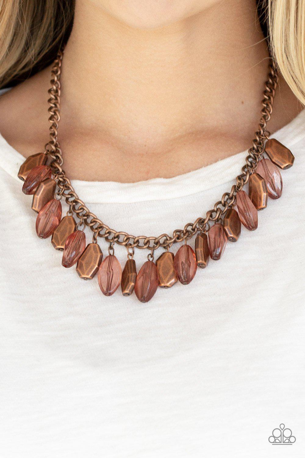 Fringe Fabulous Copper Bead Necklace - Paparazzi Accessories-CarasShop.com - $5 Jewelry by Cara Jewels