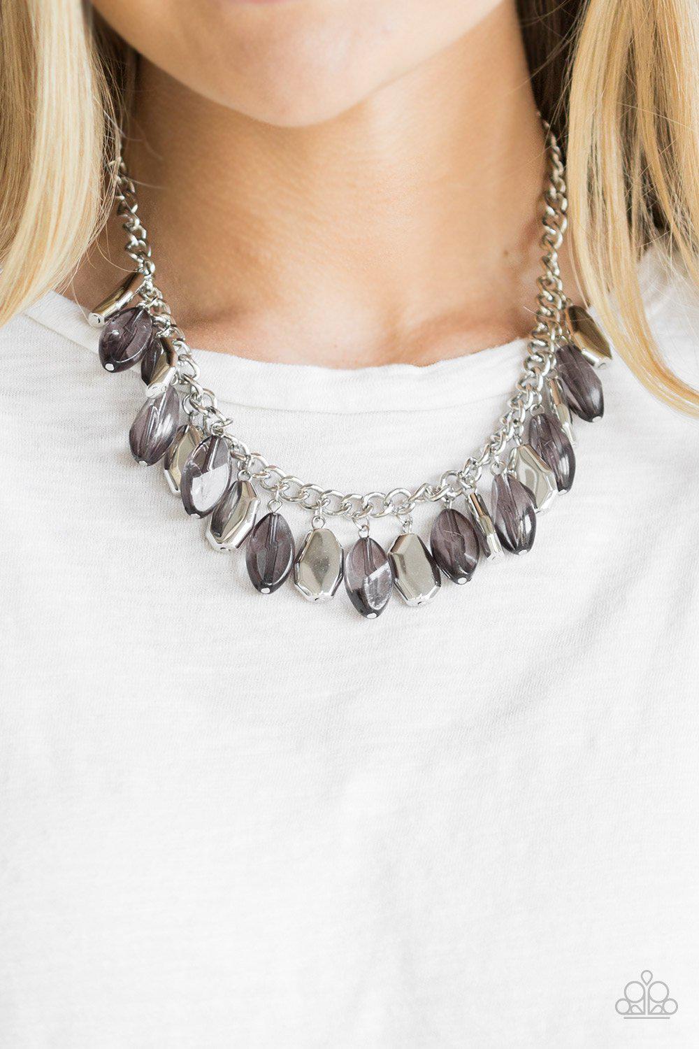 Fringe Fabulous Silver Necklace - Paparazzi Accessories-CarasShop.com - $5 Jewelry by Cara Jewels