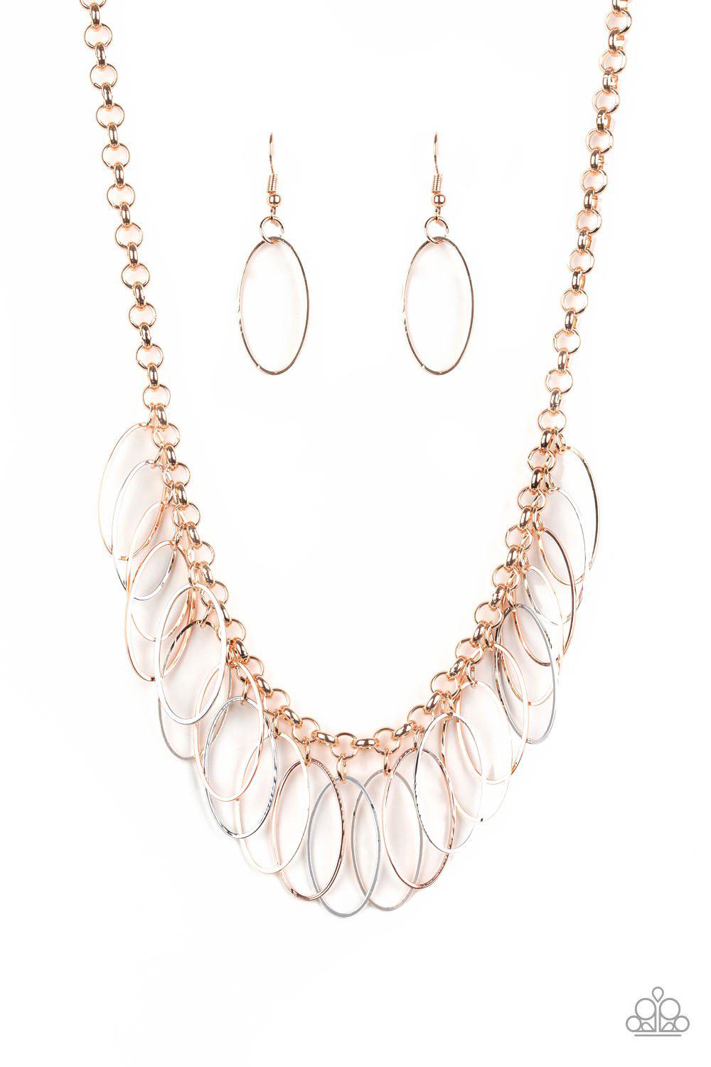 Fringe Finale Multi Copper and Silver Necklace - Paparazzi Accessories - lightbox -CarasShop.com - $5 Jewelry by Cara Jewels