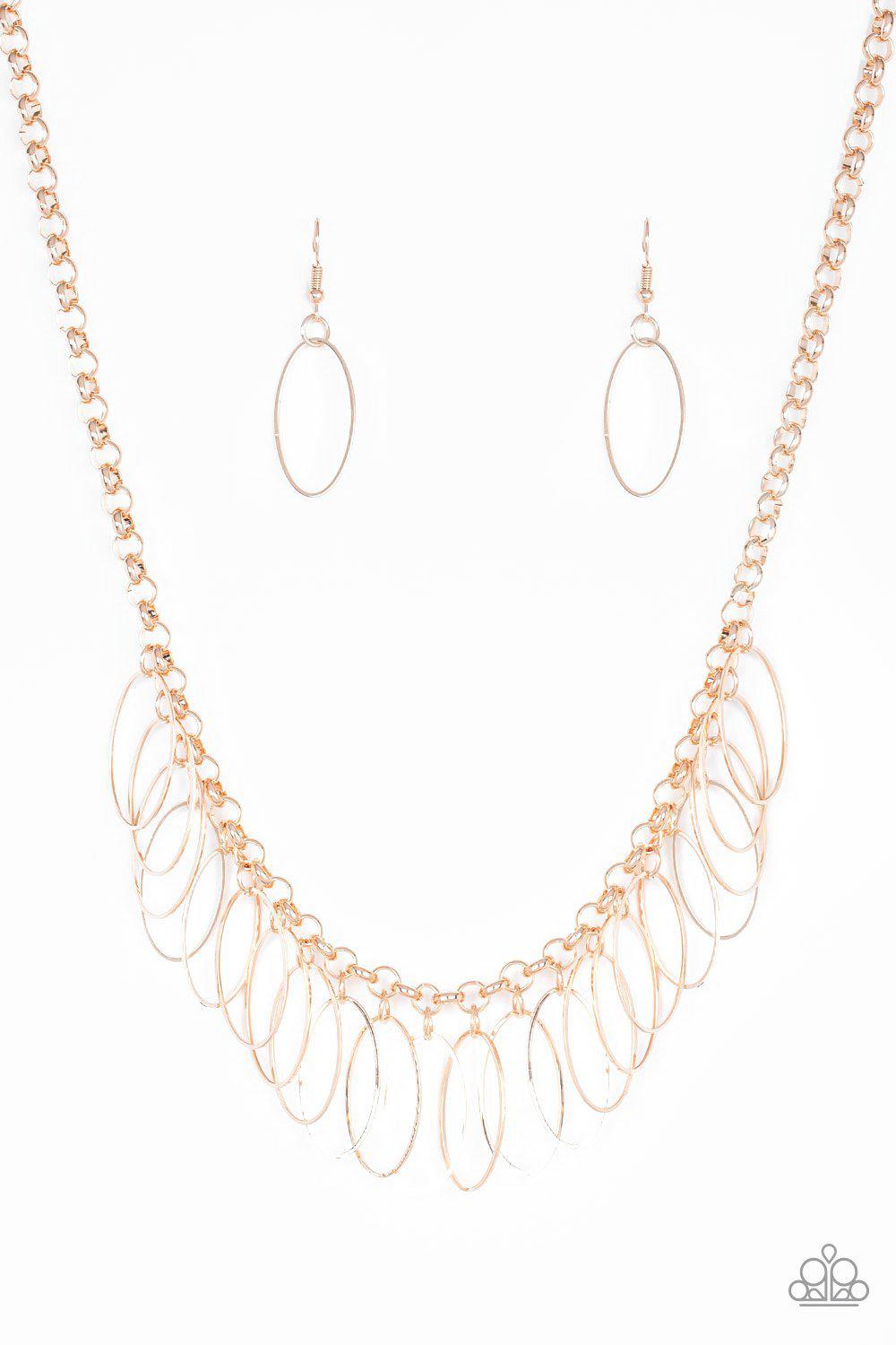 Fringe Finale Rose Gold Necklace - Paparazzi Accessories-CarasShop.com - $5 Jewelry by Cara Jewels