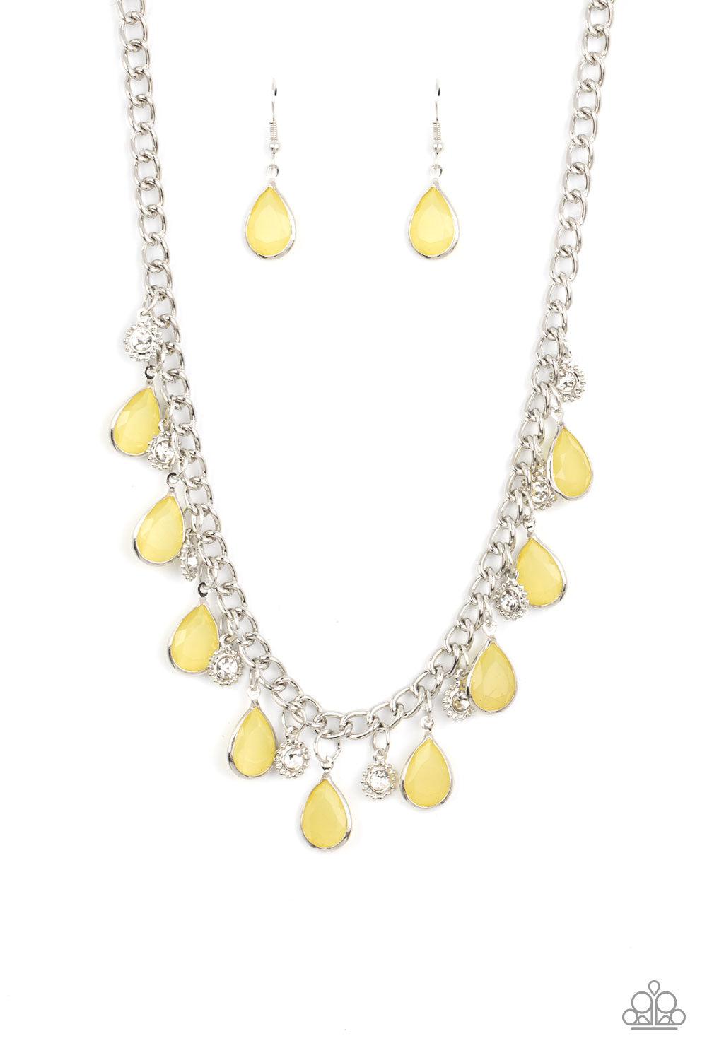 Frosted and Framed Yellow Necklace - Paparazzi Accessories- lightbox - CarasShop.com - $5 Jewelry by Cara Jewels