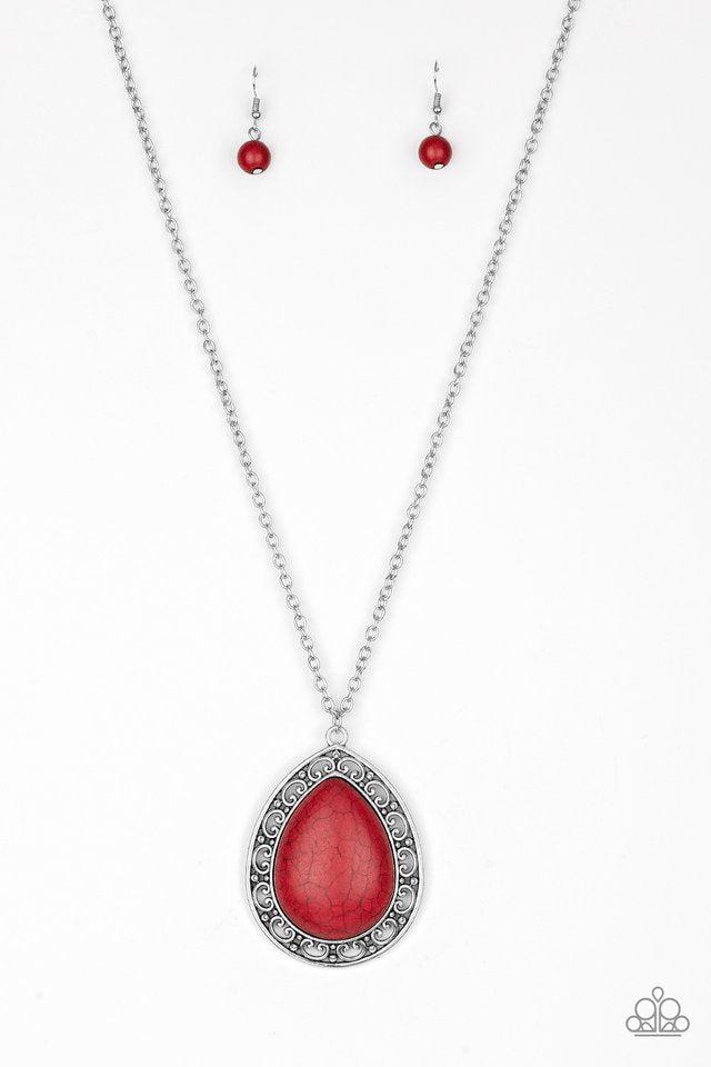 Full Frontier Red Necklace - Paparazzi Accessories- lightbox - CarasShop.com - $5 Jewelry by Cara Jewels