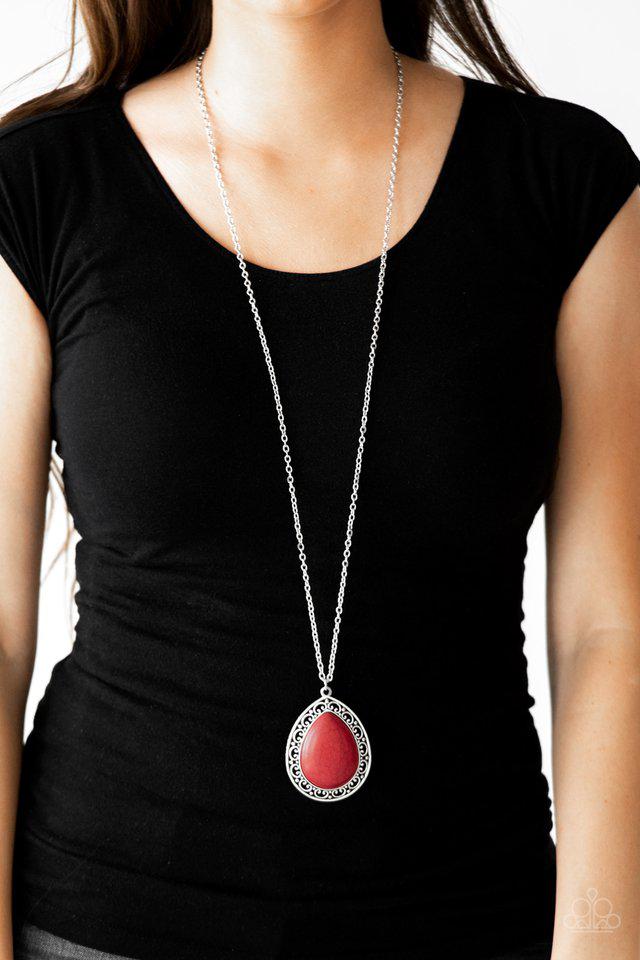 Full Frontier Red Necklace - Paparazzi Accessories- lightbox - CarasShop.com - $5 Jewelry by Cara Jewels