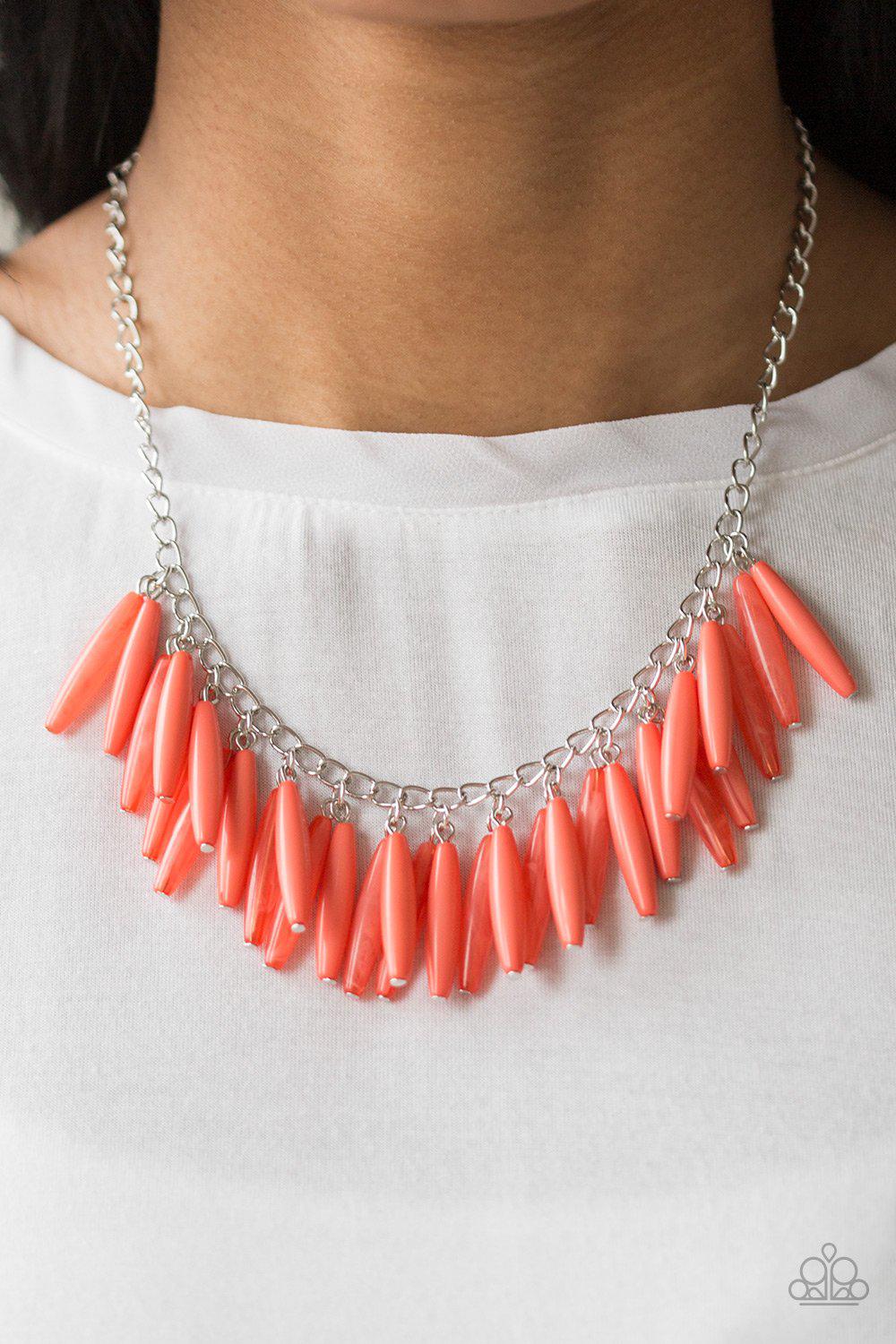 Full Of Flavor Coral Bead Necklace - Paparazzi Accessories- on model - CarasShop.com - Paparazzi Jewelry by Cara Jewels