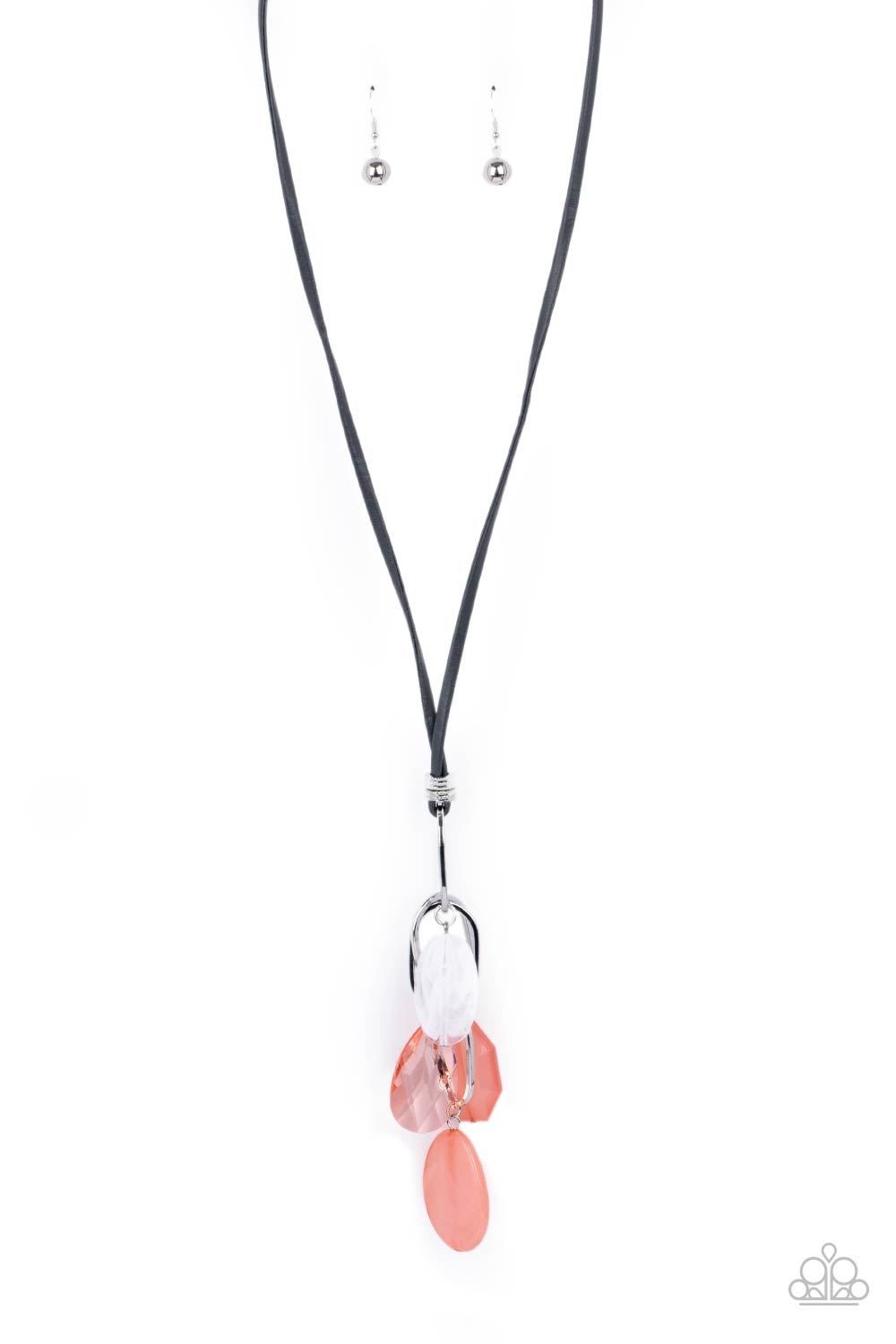Fundamentally Flirtatious Orange and Silver Leather Necklace - Paparazzi Accessories- lightbox - CarasShop.com - $5 Jewelry by Cara Jewels
