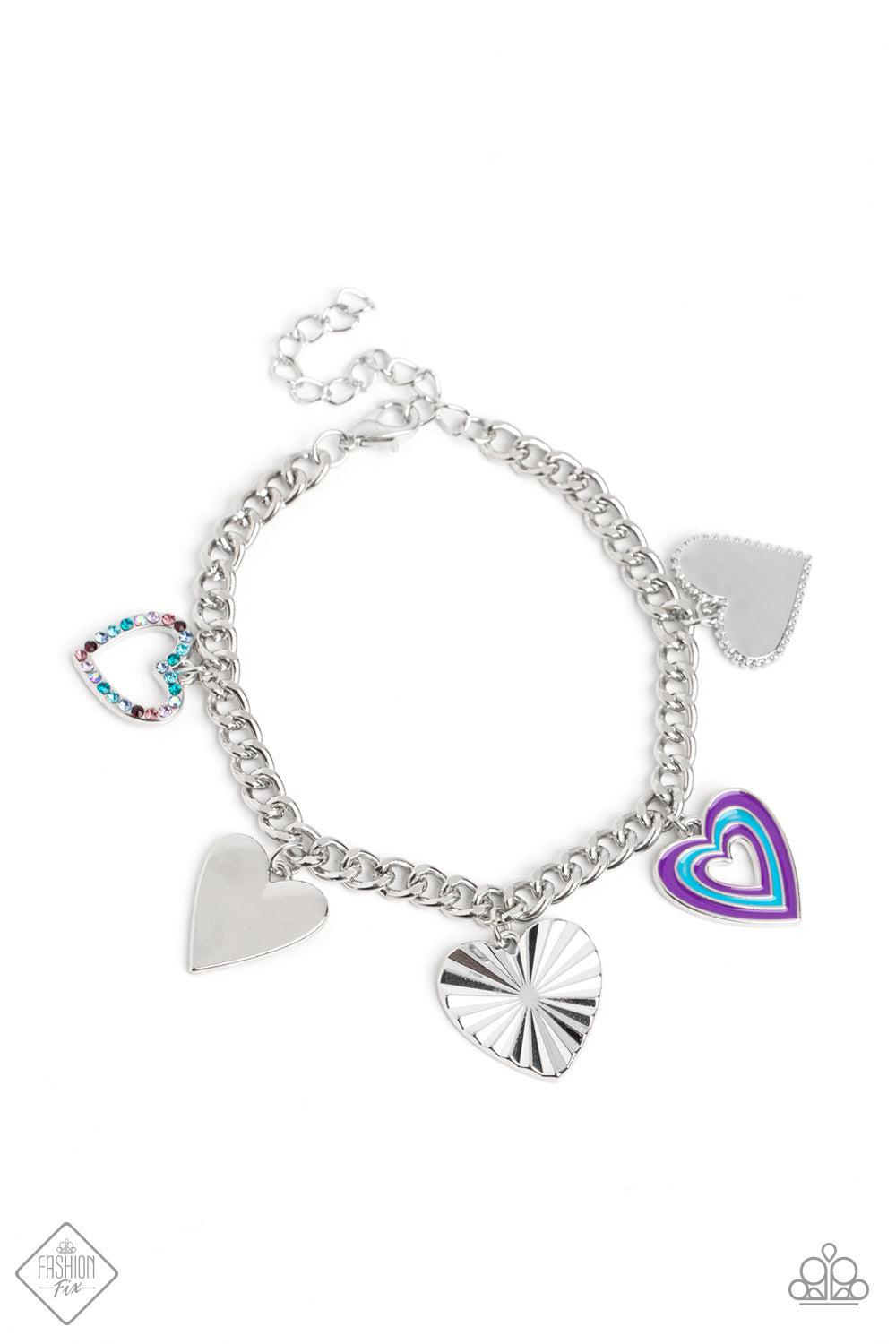 Funky Forte Multi Heart Bracelet - Paparazzi Accessories- lightbox - CarasShop.com - $5 Jewelry by Cara Jewels
