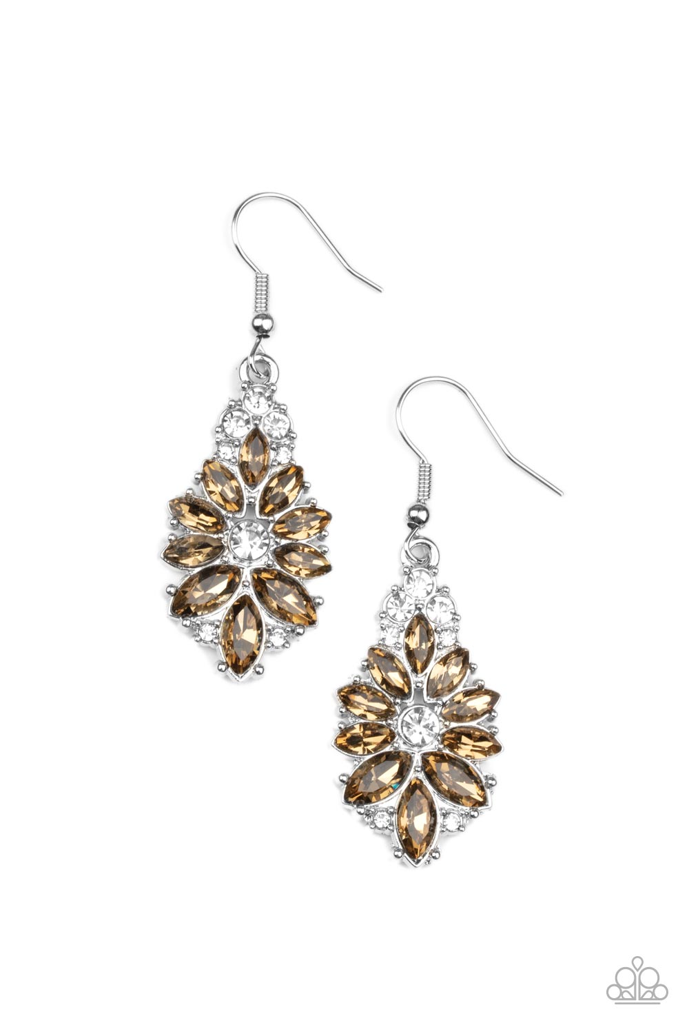 Gala Goddess Brown Rhinestone Earrings - Paparazzi Accessories- lightbox - CarasShop.com - $5 Jewelry by Cara Jewels