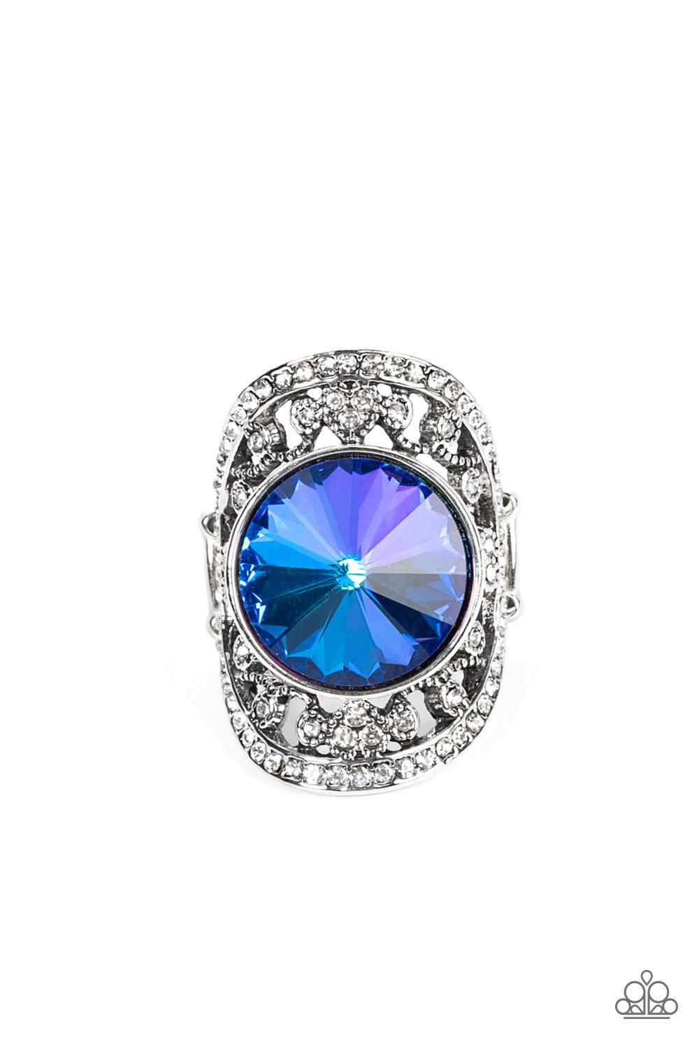 Galactic Garden Blue Iridescent Gem Ring - Paparazzi Accessories- lightbox - CarasShop.com - $5 Jewelry by Cara Jewels