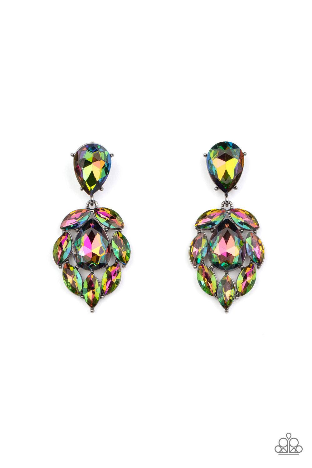 Galactic Go-Getter Multi Oil Spill Gem Earrings - Paparazzi Accessories- lightbox - CarasShop.com - $5 Jewelry by Cara Jewels