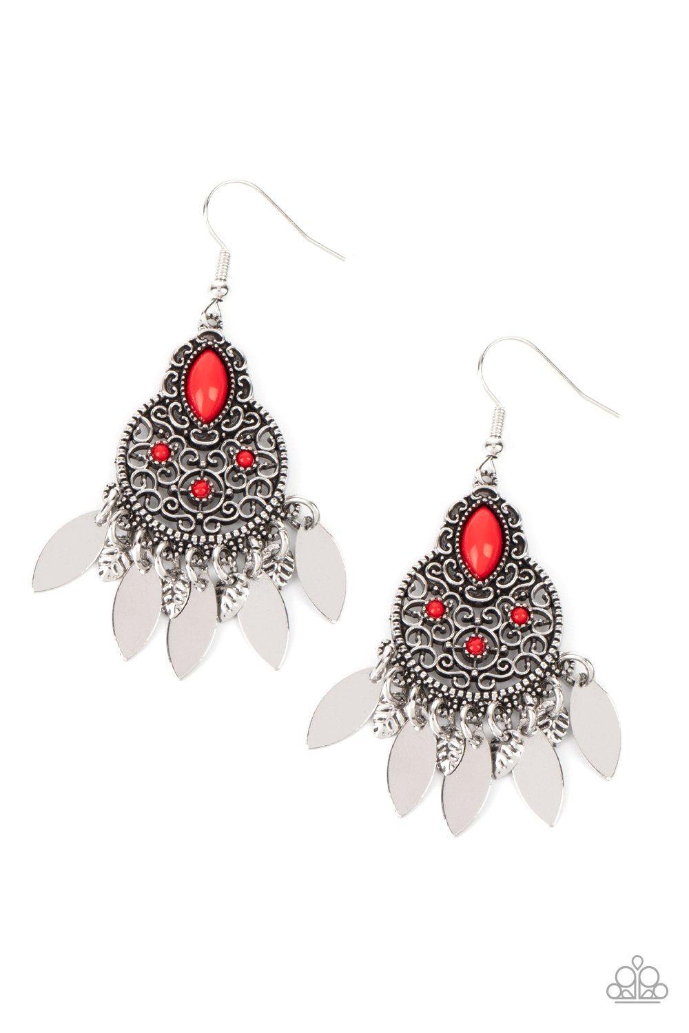 Galapagos Glamping Red Leaf Charm Earrings - Paparazzi Accessories- lightbox - CarasShop.com - $5 Jewelry by Cara Jewels