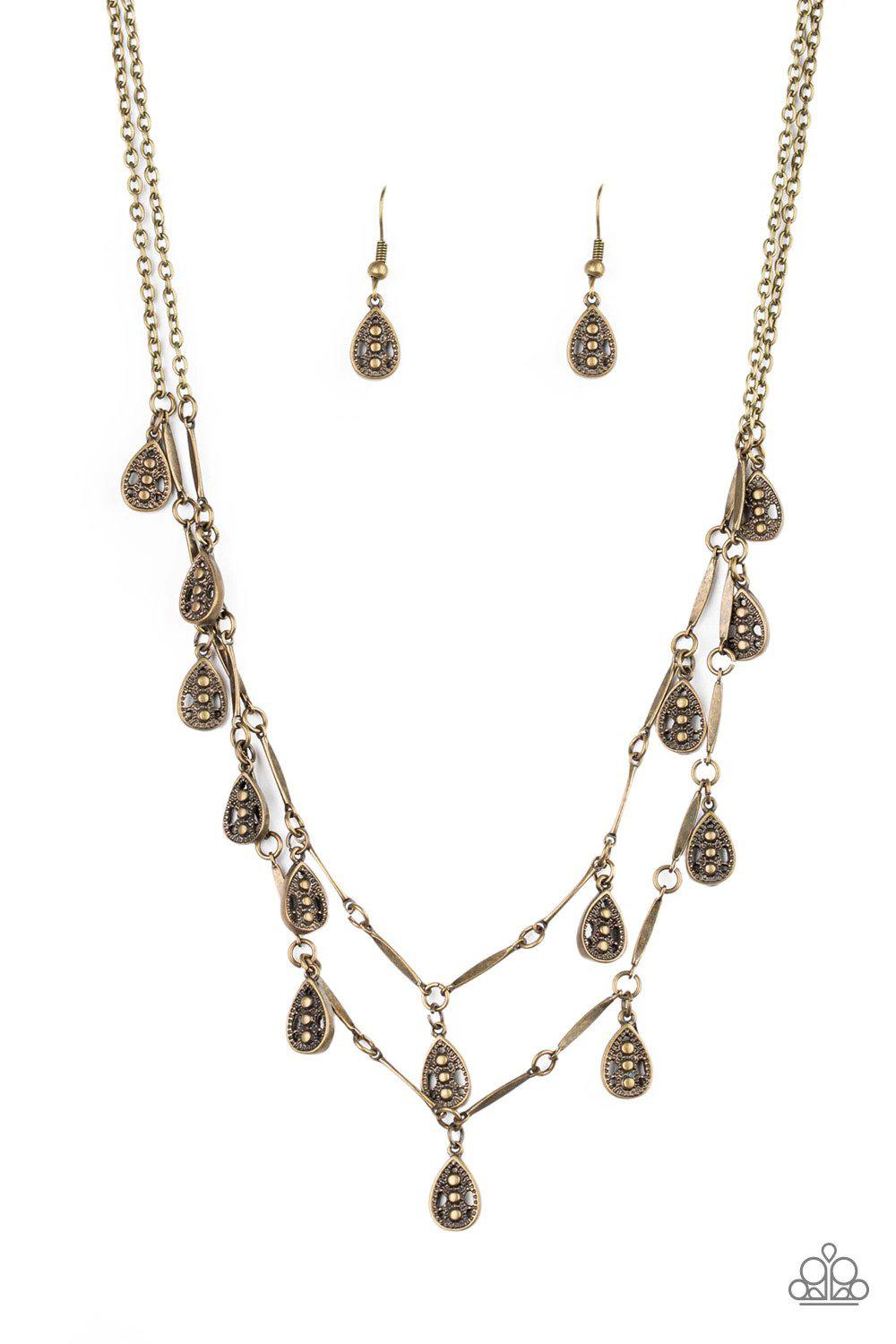 Galapagos Gypsy Brass Necklace - Paparazzi Accessories- lightbox - CarasShop.com - $5 Jewelry by Cara Jewels