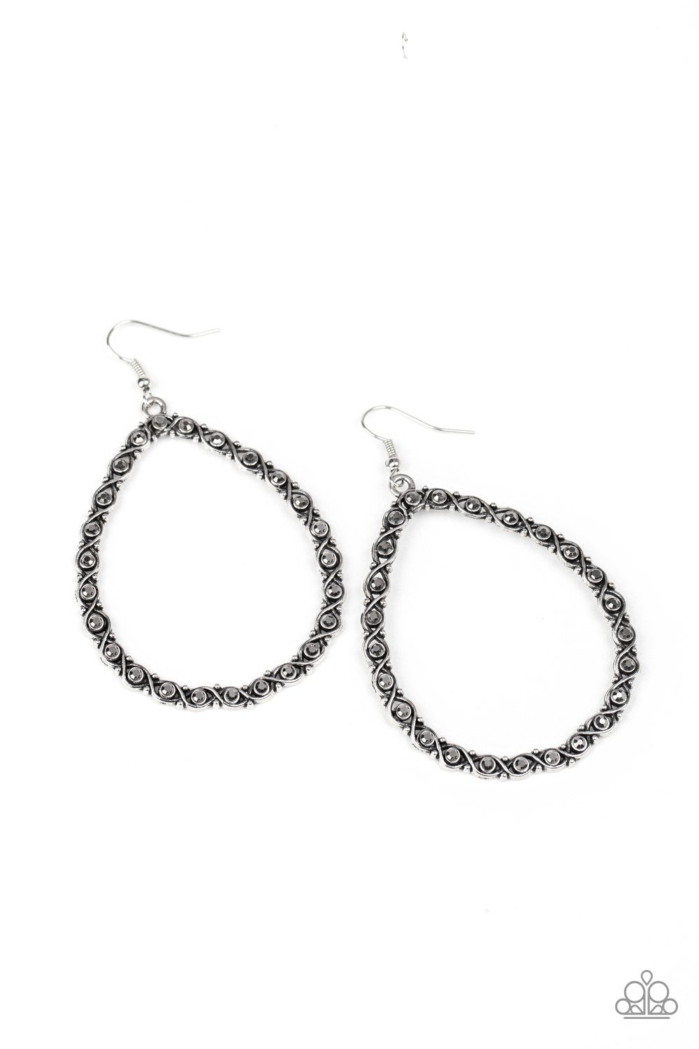 Galaxy Gardens Silver Teardrop Earrings - Paparazzi Accessories Convention Exclusive-CarasShop.com - $5 Jewelry by Cara Jewels