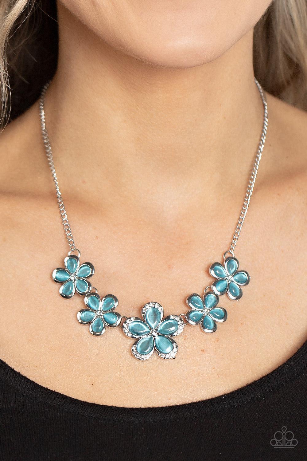 Garden Daydream Blue Cat's Eye Stone Necklace - Paparazzi Accessories- lightbox - CarasShop.com - $5 Jewelry by Cara Jewels