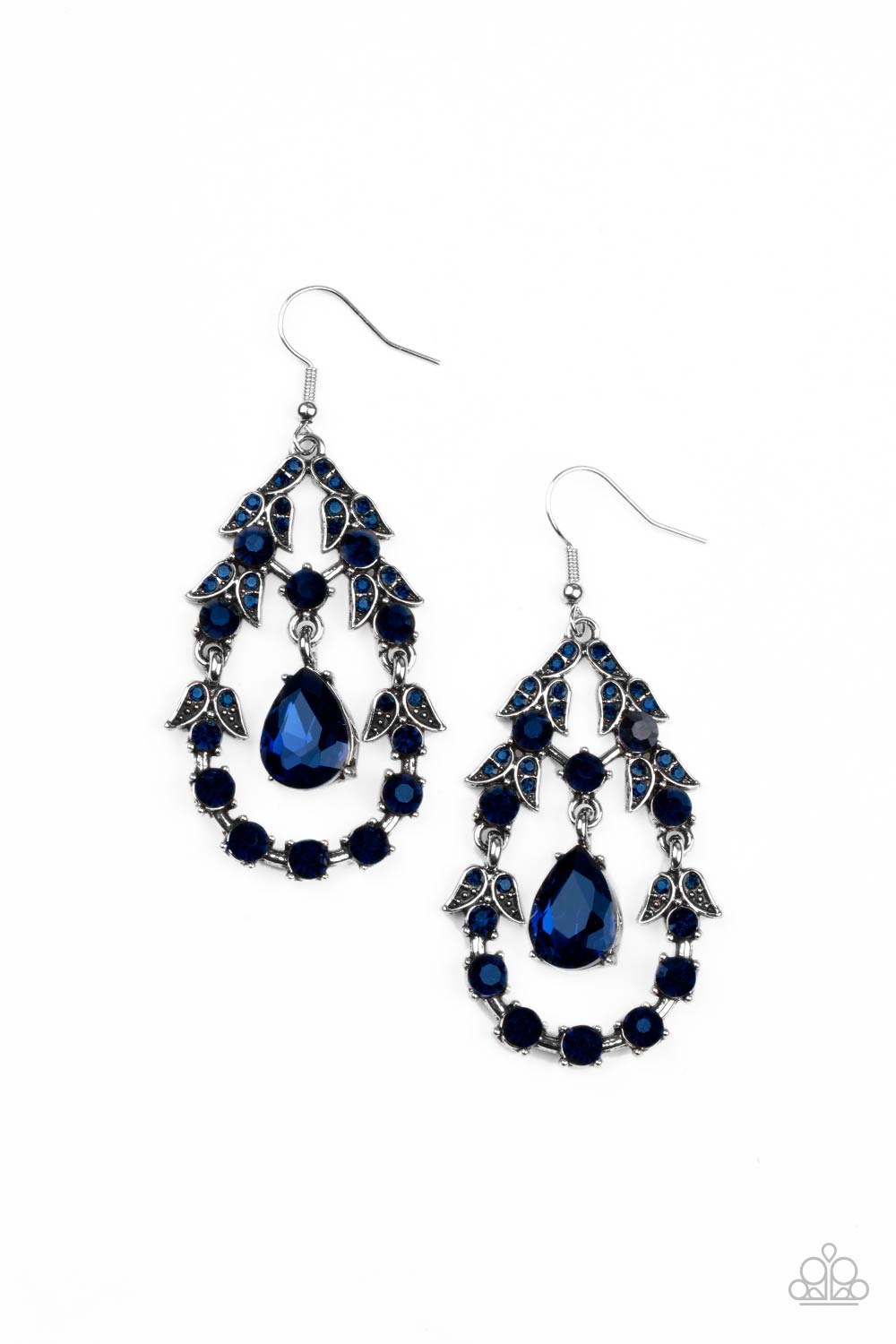 Garden Decorum Blue Rhinestone Earrings - Paparazzi Accessories- lightbox - CarasShop.com - $5 Jewelry by Cara Jewels