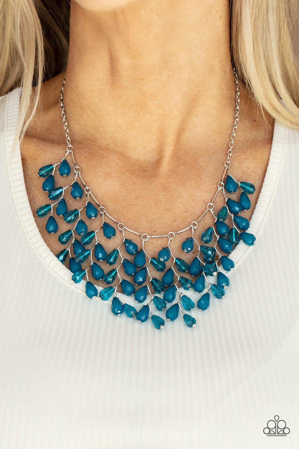 Garden Fairytale Blue and Silver Necklace - Paparazzi Accessories 2021 Convention Exclusive- model - CarasShop.com - $5 Jewelry by Cara Jewels