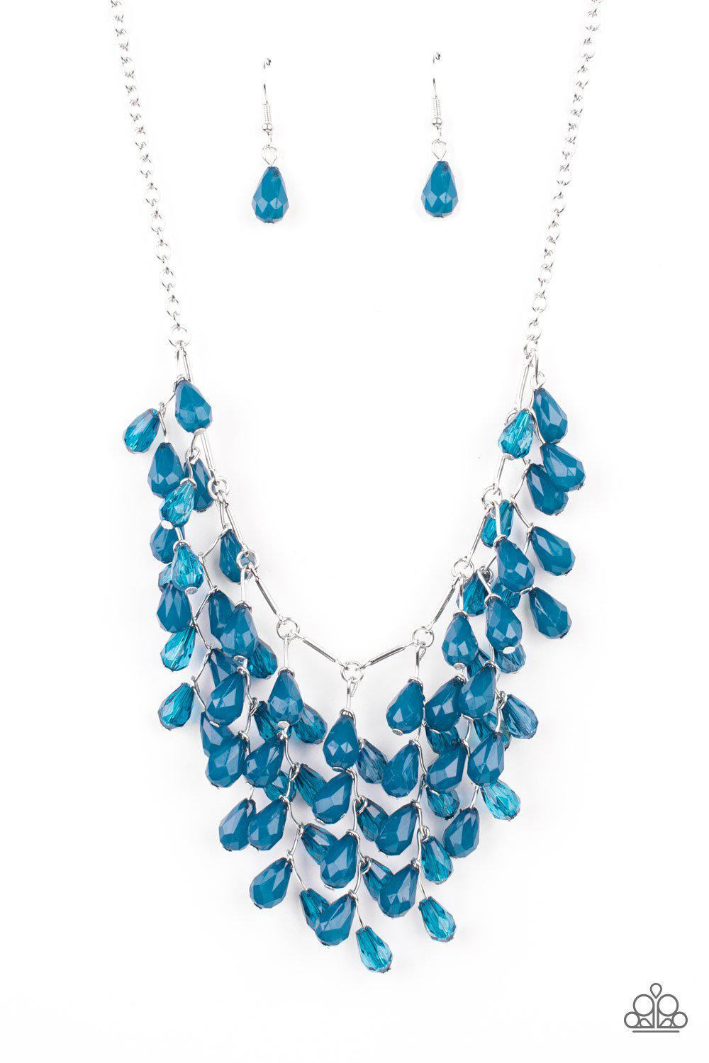 Garden Fairytale Blue and Silver Necklace - Paparazzi Accessories 2021 Convention Exclusive- lightbox - CarasShop.com - $5 Jewelry by Cara Jewels