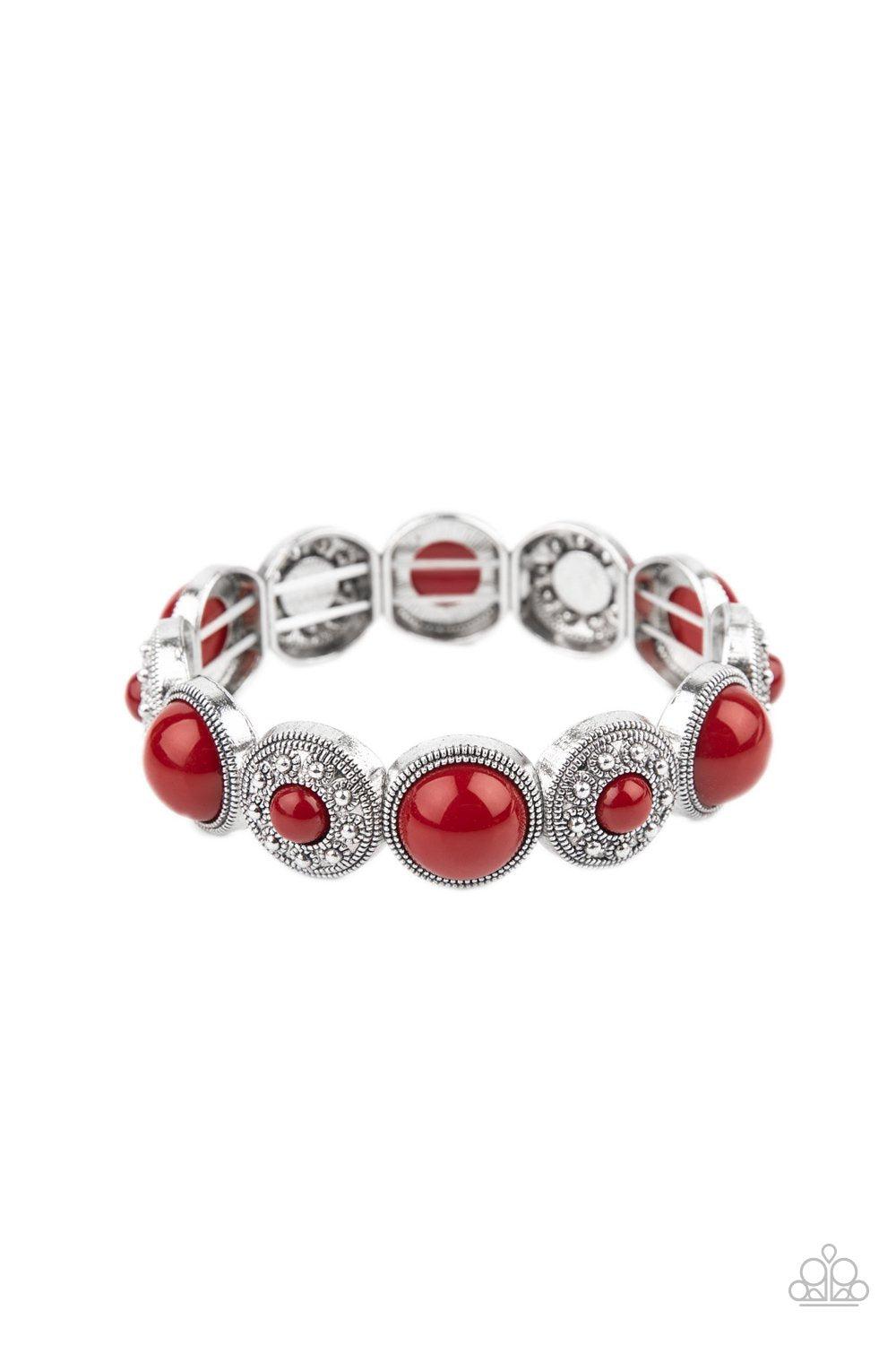 Garden Flair Red and Silver Bracelet - Paparazzi Accessories - lightbox -CarasShop.com - $5 Jewelry by Cara Jewels