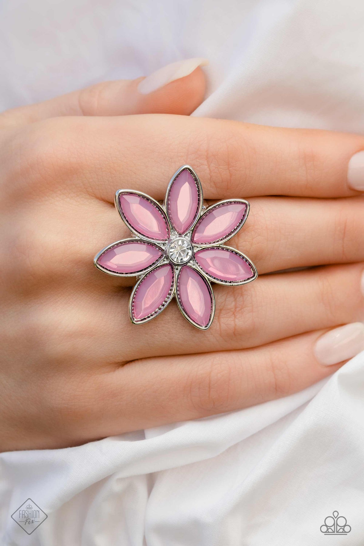 GARDEN My French Purple Flower Ring - Paparazzi Accessories-on model - CarasShop.com - $5 Jewelry by Cara Jewels