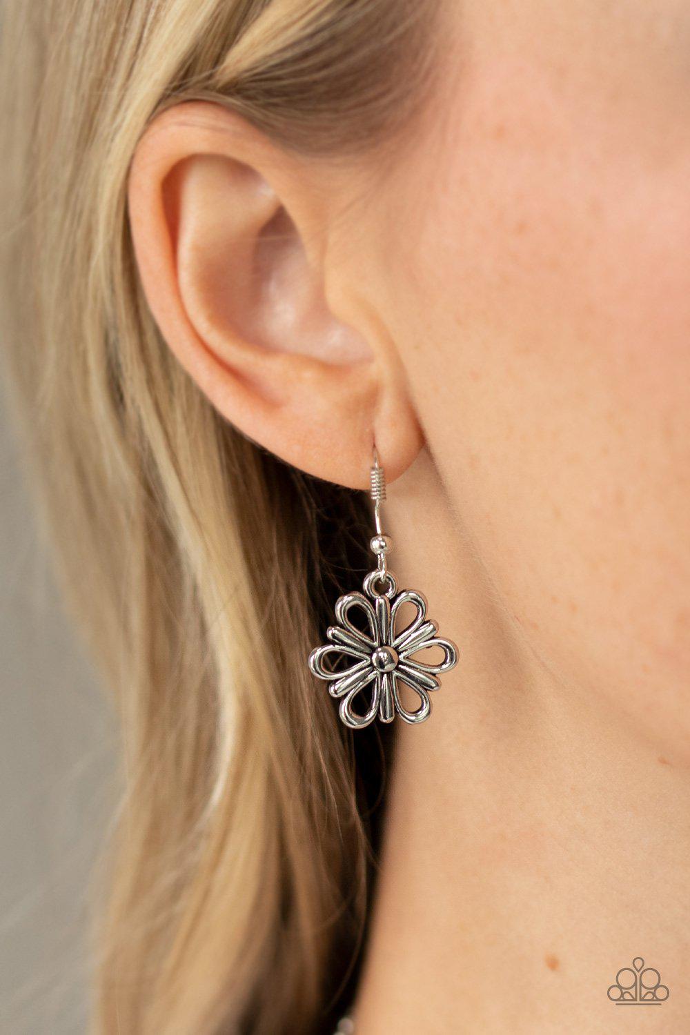 Garden Pixie Silver Flower Necklace - Paparazzi Accessories-CarasShop.com - $5 Jewelry by Cara Jewels