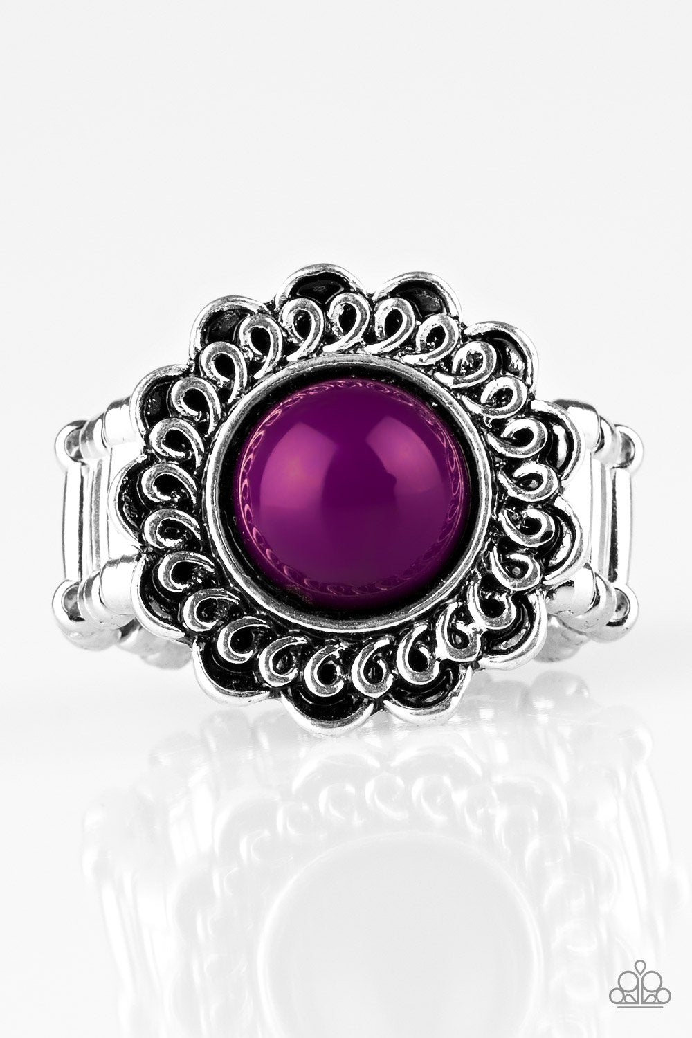 Garden Stroll Silver and Purple Ring - Paparazzi Accessories-CarasShop.com - $5 Jewelry by Cara Jewels
